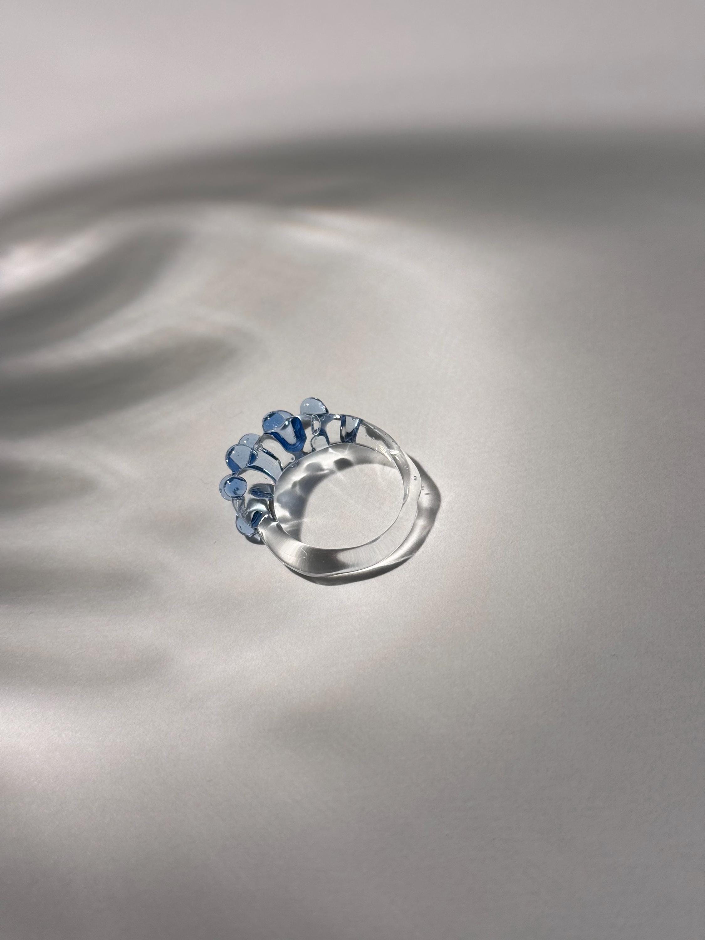 Handmade Blue Dotted Glass Ring