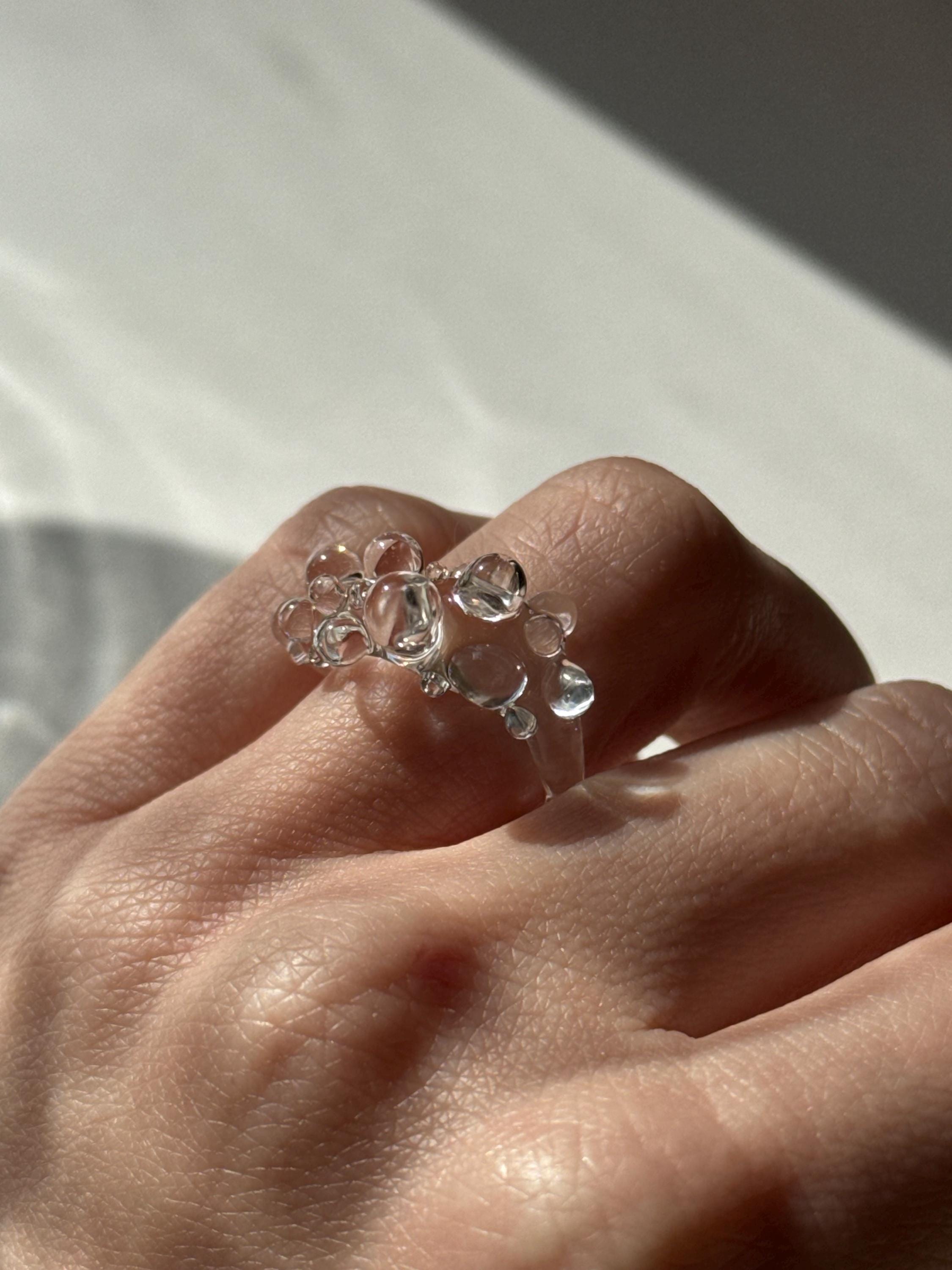 Bubble Glass Ring: Handmade Borosilicate Minimalist Jewelry