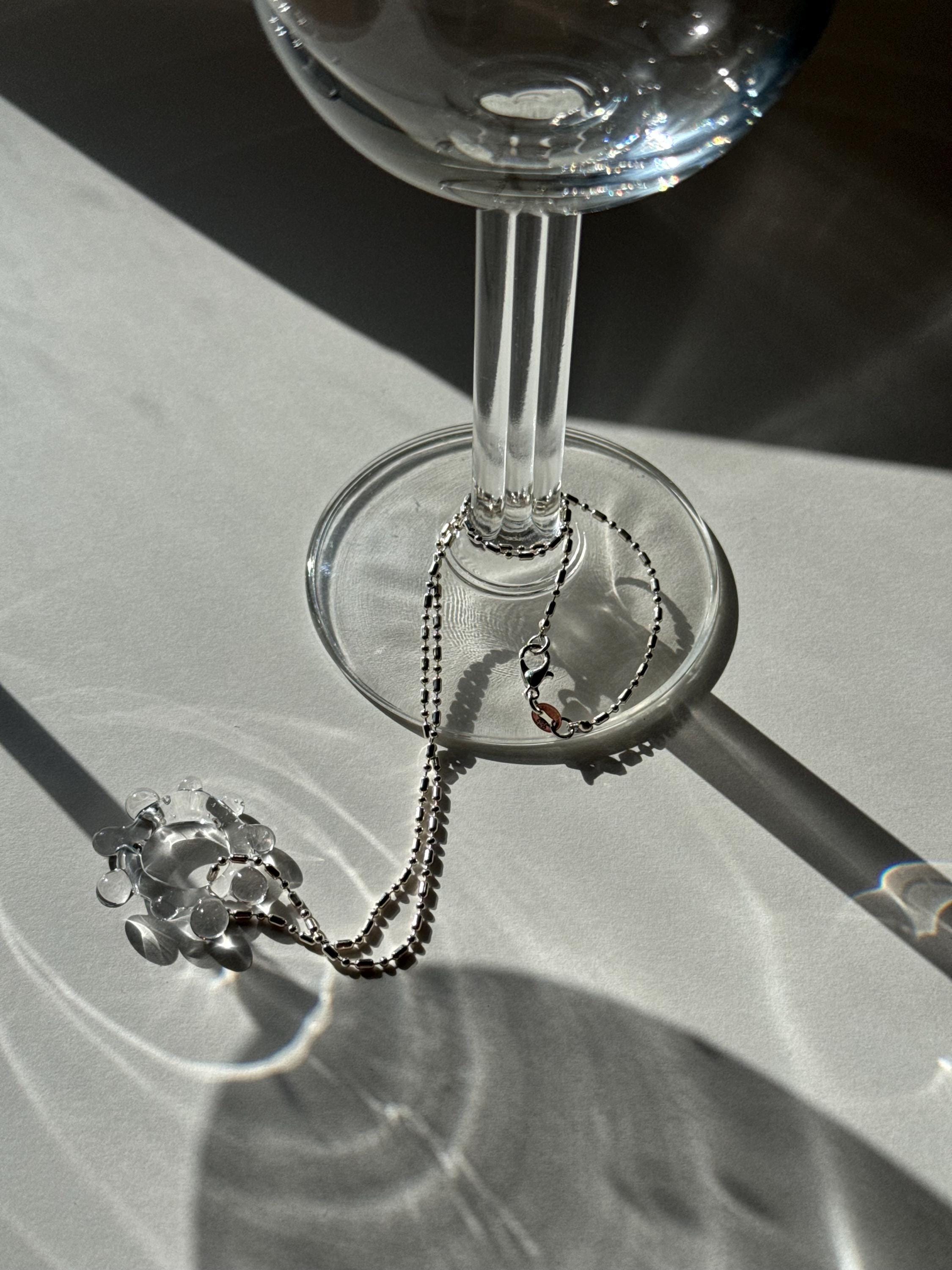Borosilicate Glass Sun Necklace: Sterling Silver Chain, Handmade Bubbly Pendant