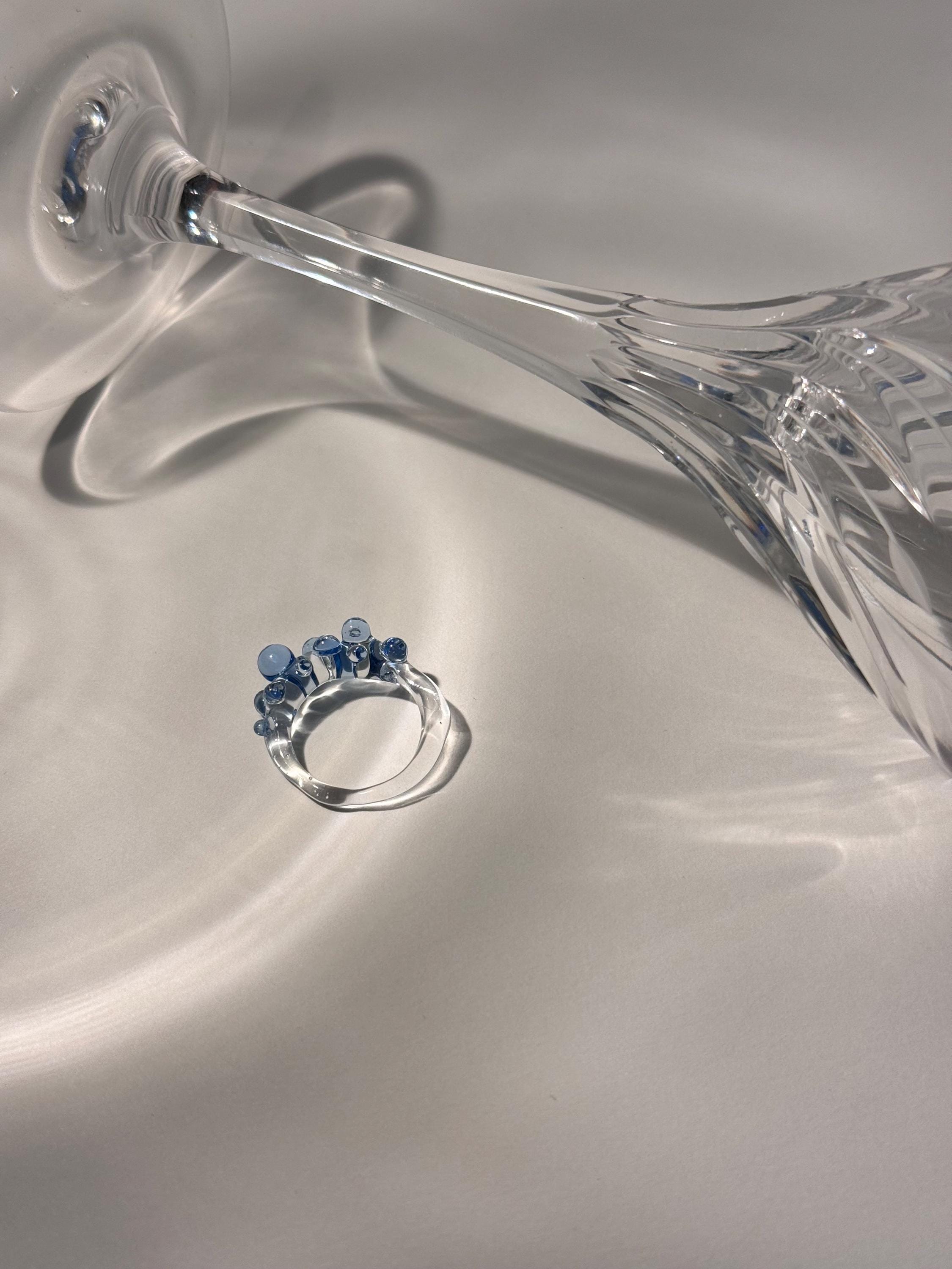 Handmade Blue Dotted Glass Ring