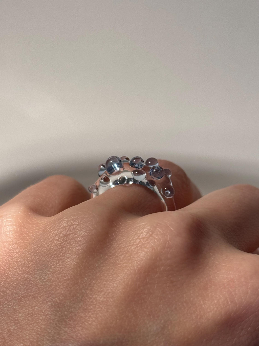 Handmade Blue Dotted Glass Ring