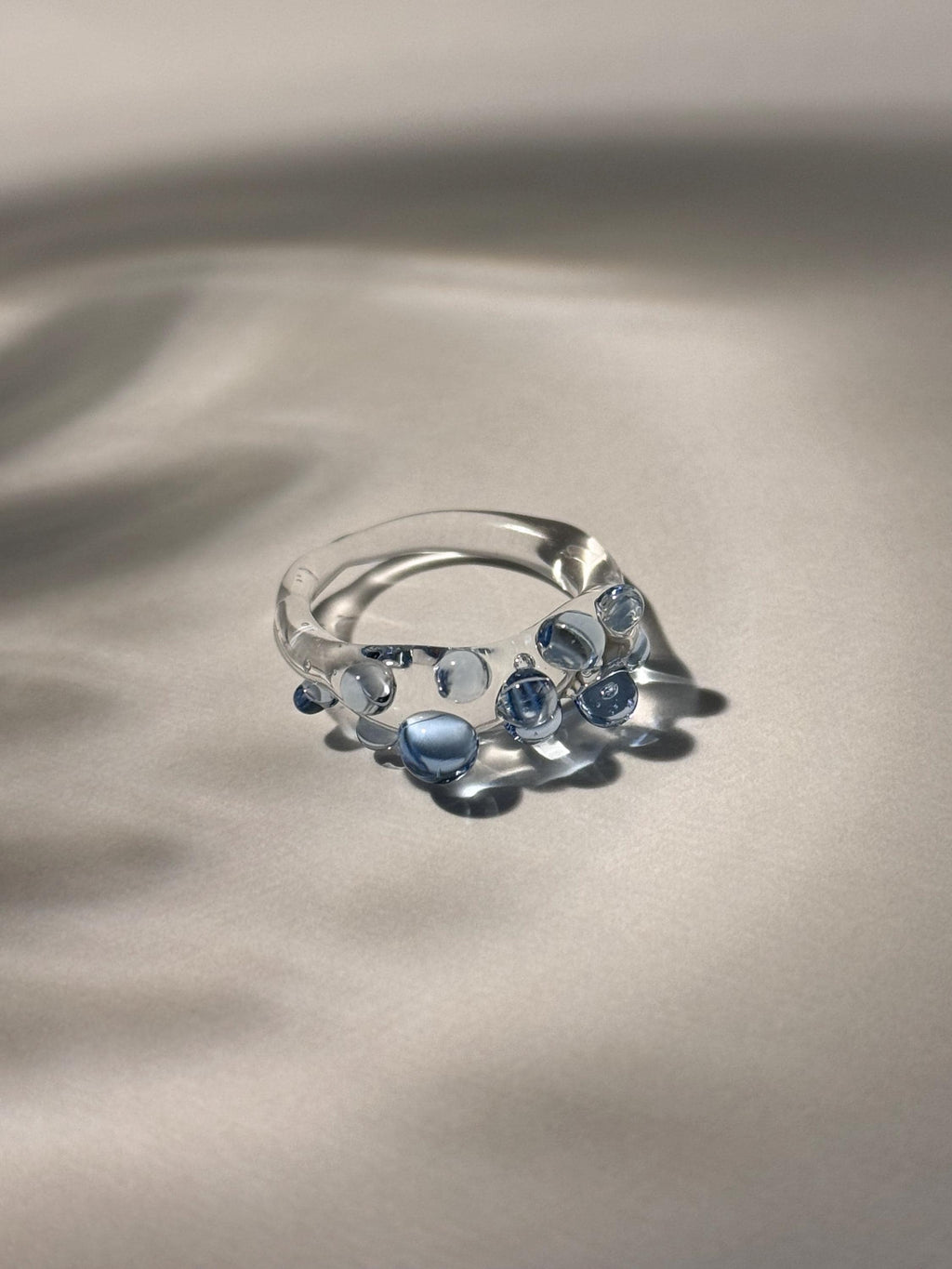 Handmade Blue Dotted Glass Ring