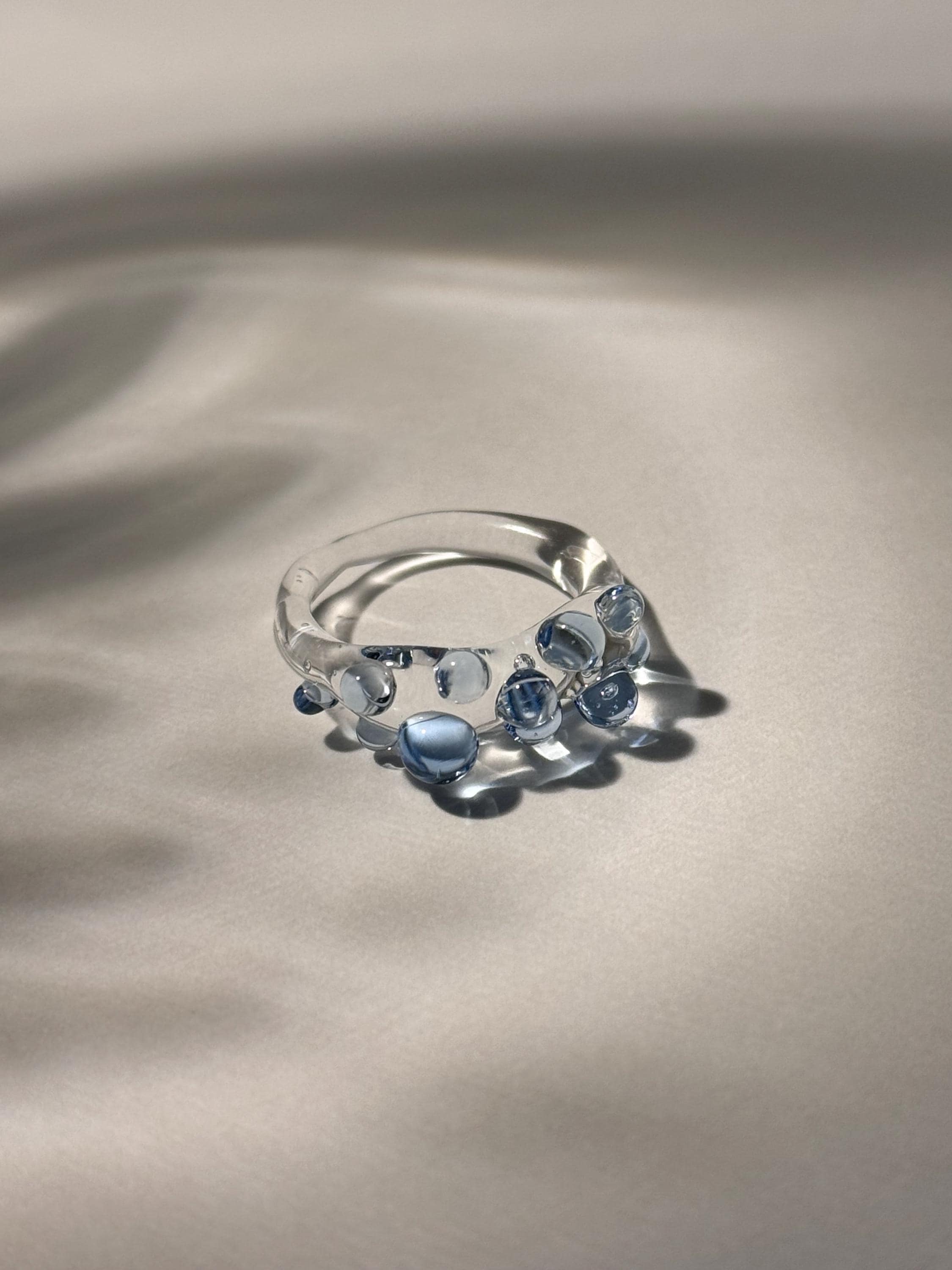 Handmade Blue Dotted Glass Ring