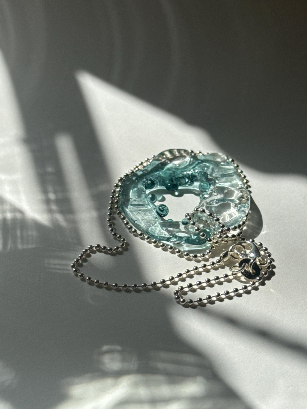Minimalist Turquoise Borosilicate Glass Necklace