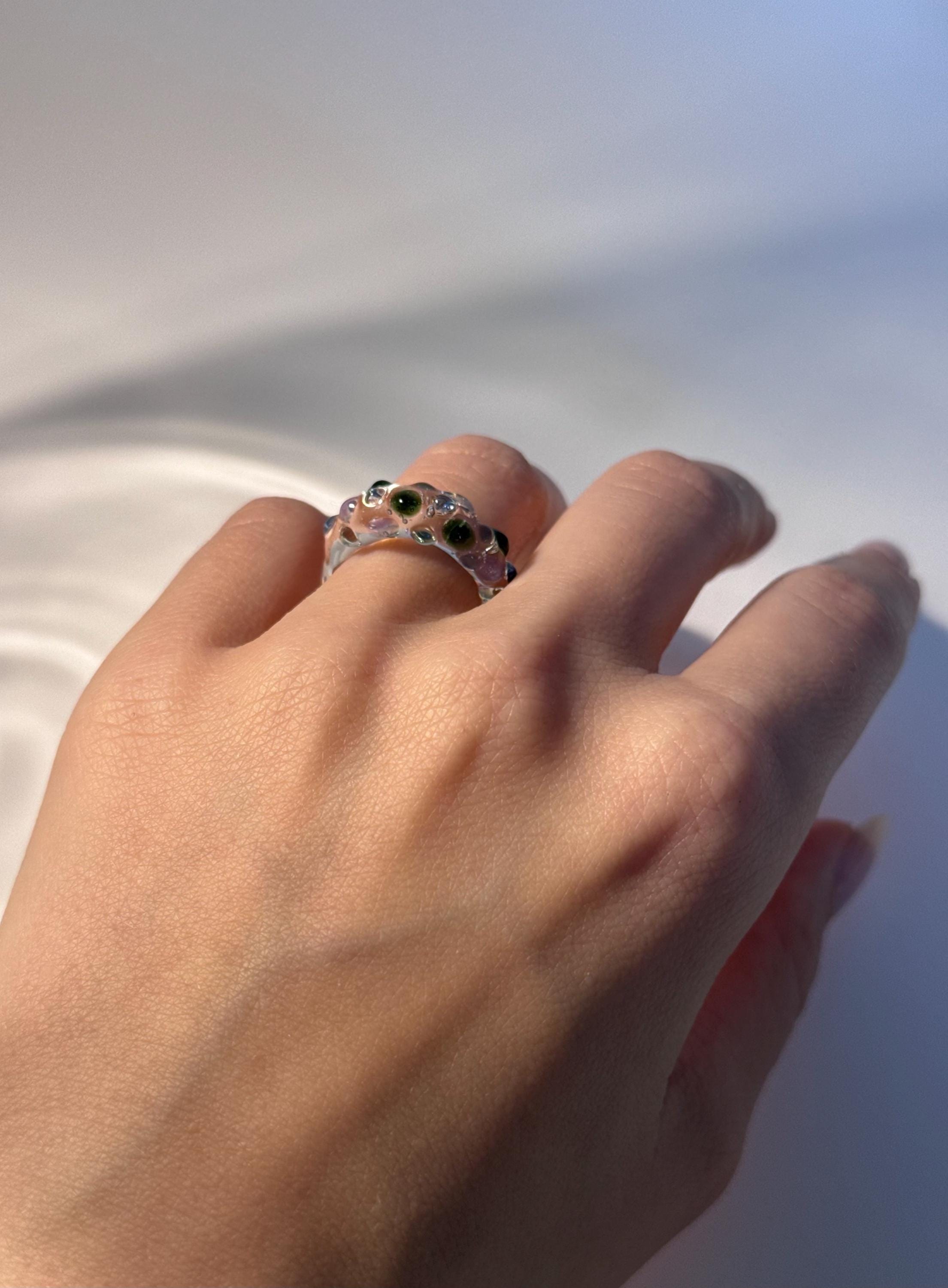 Colorful Dotted Borosilicate Glass Ring