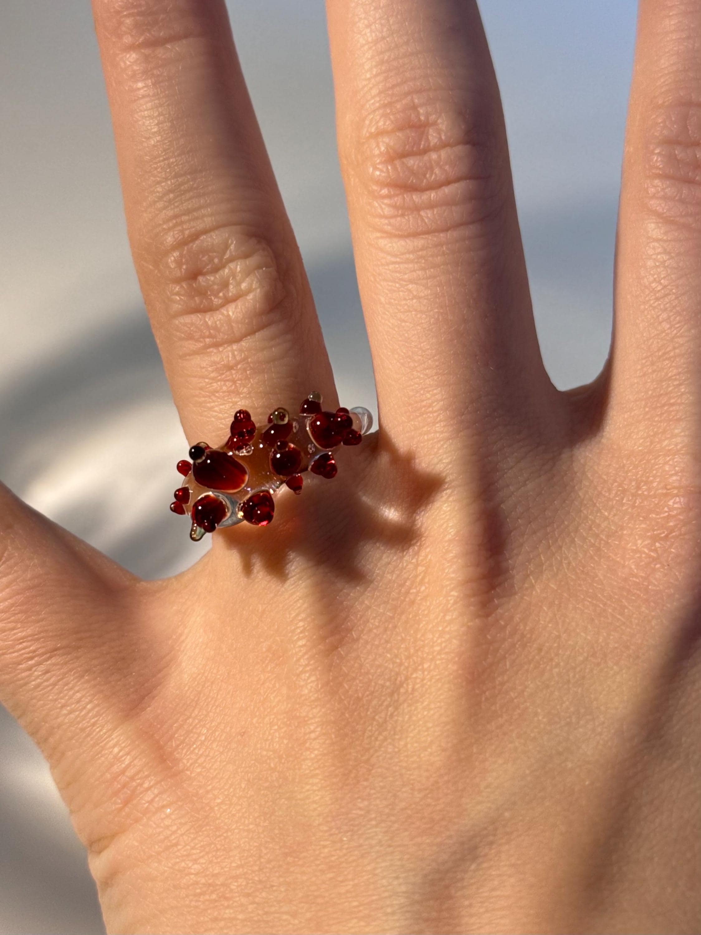 Red Berry Glass Ring