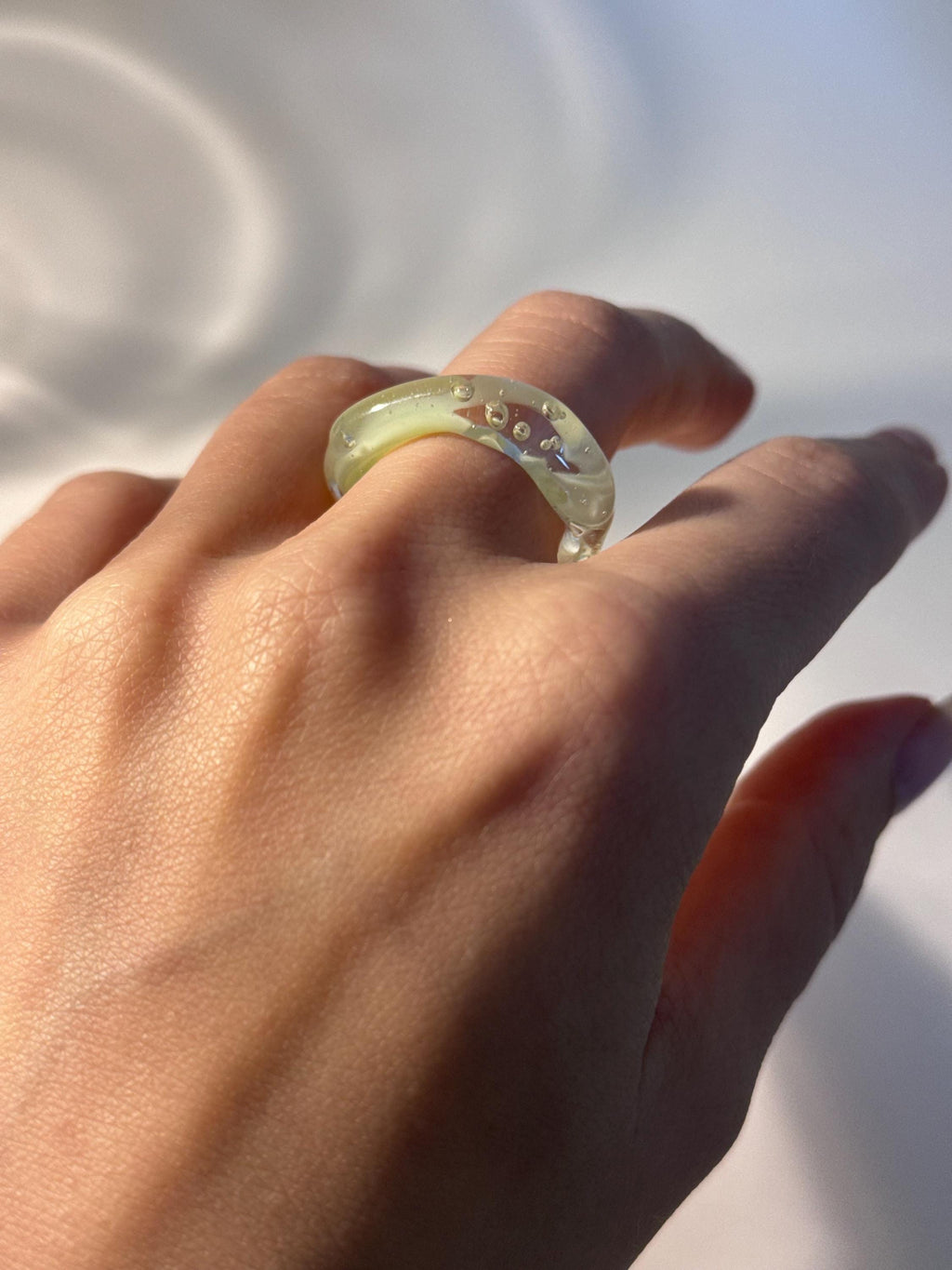 Mint Green Matcha Swirl Glass Ring