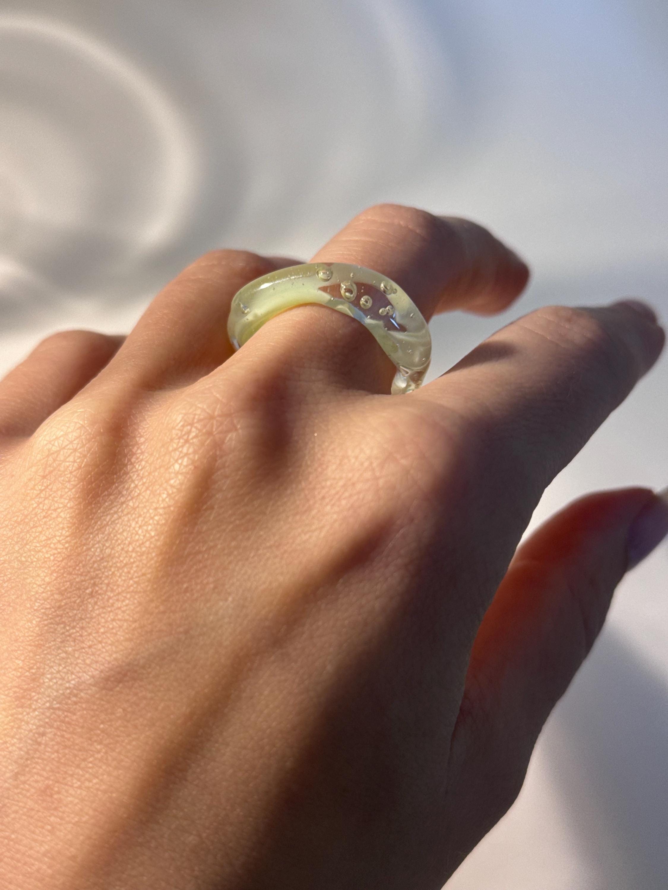 Mint Green Matcha Swirl Glass Ring