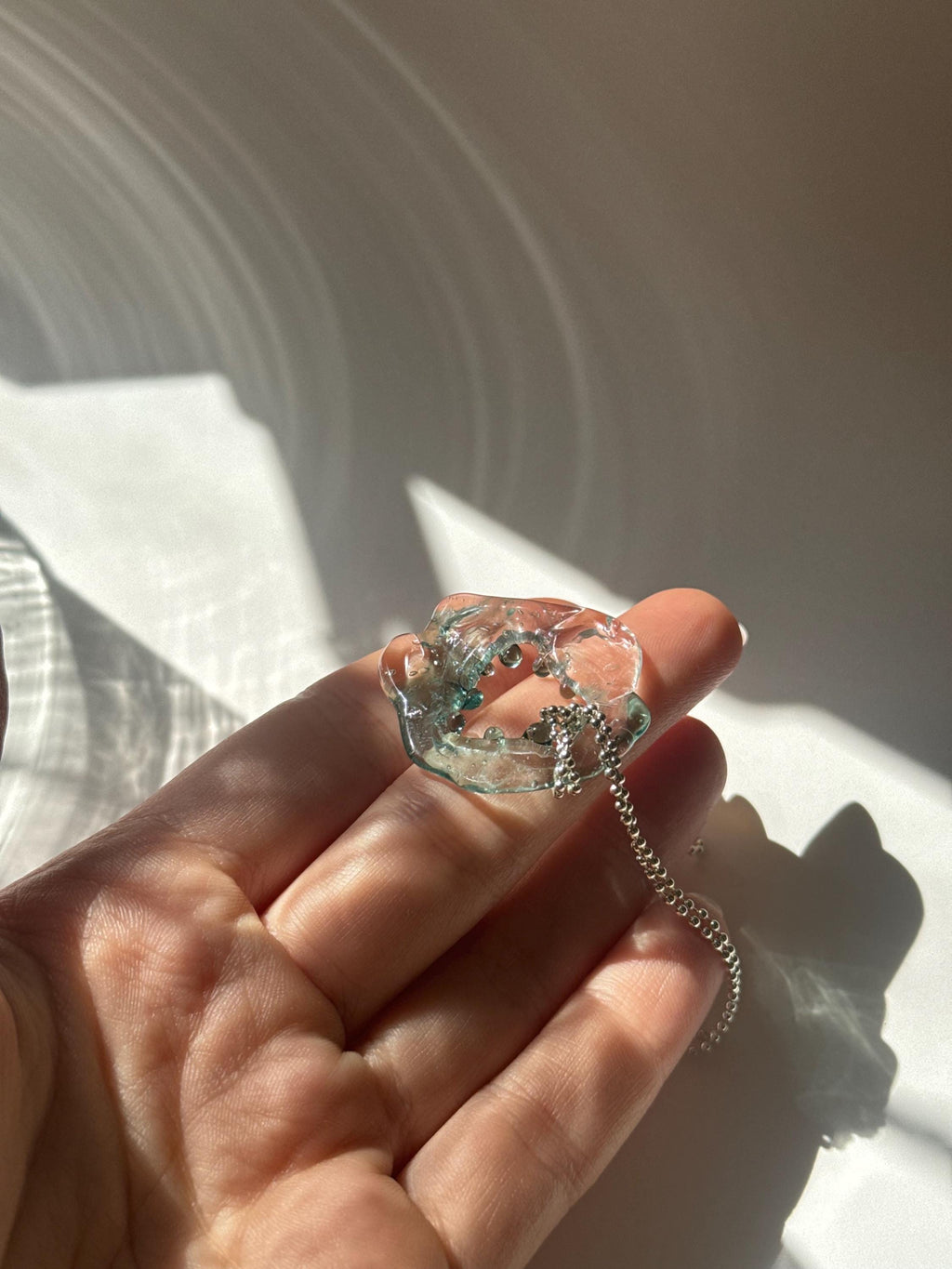 Minimalist Turquoise Borosilicate Glass Necklace