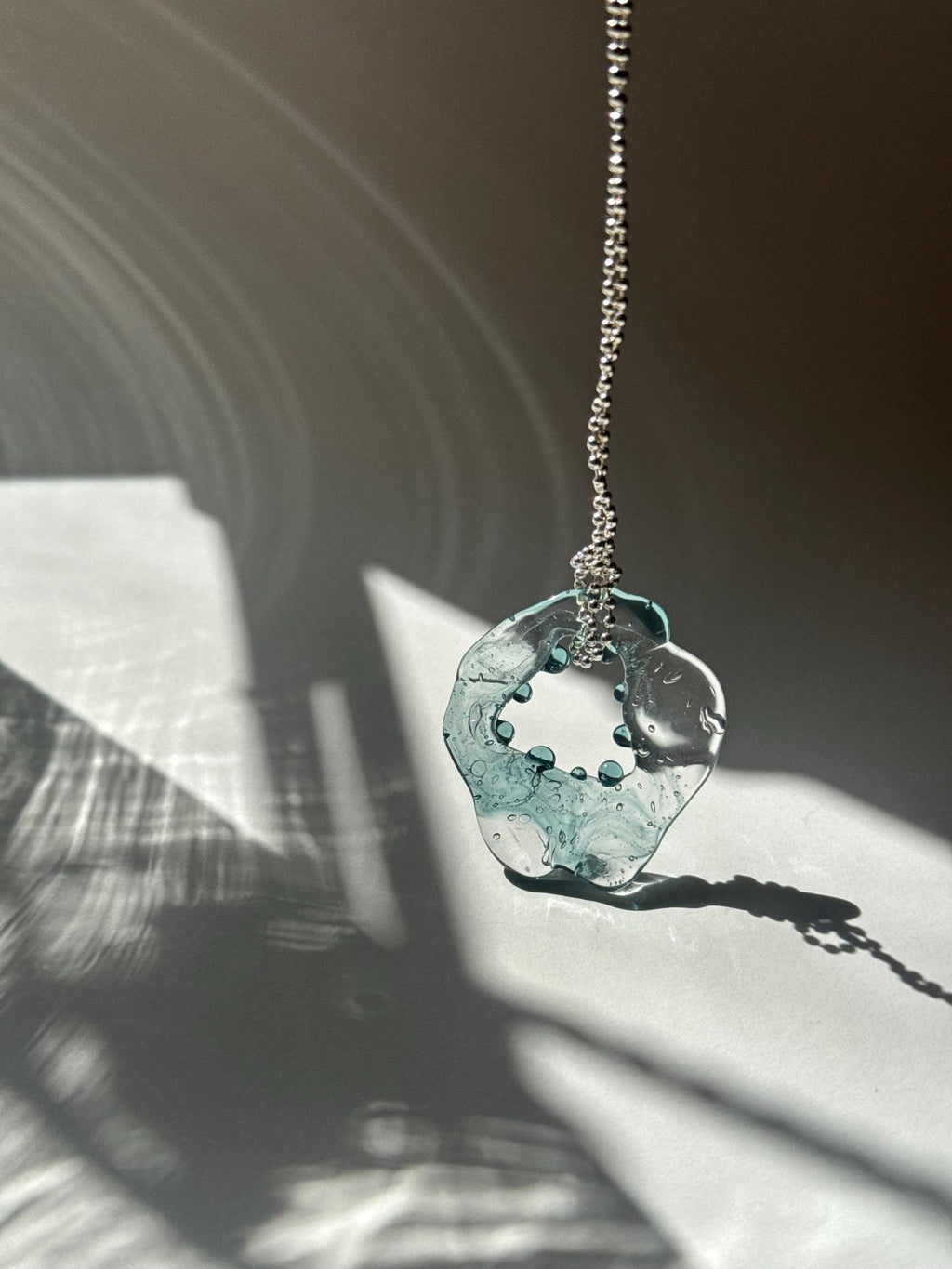 Minimalist Turquoise Borosilicate Glass Necklace