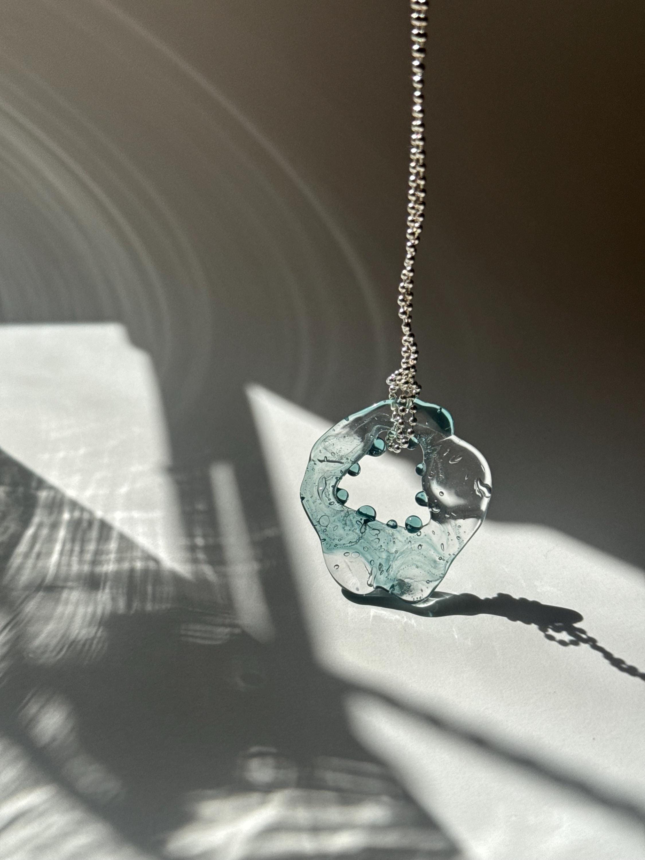 Minimalist Turquoise Borosilicate Glass Necklace