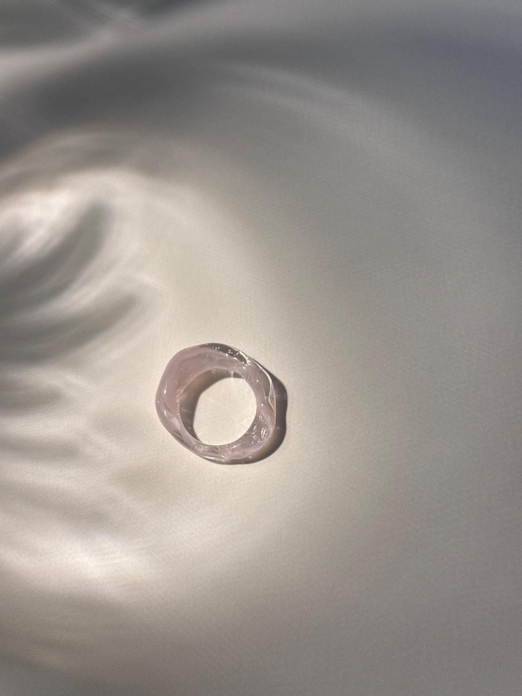 Rose and White Swirl Glass Ring: