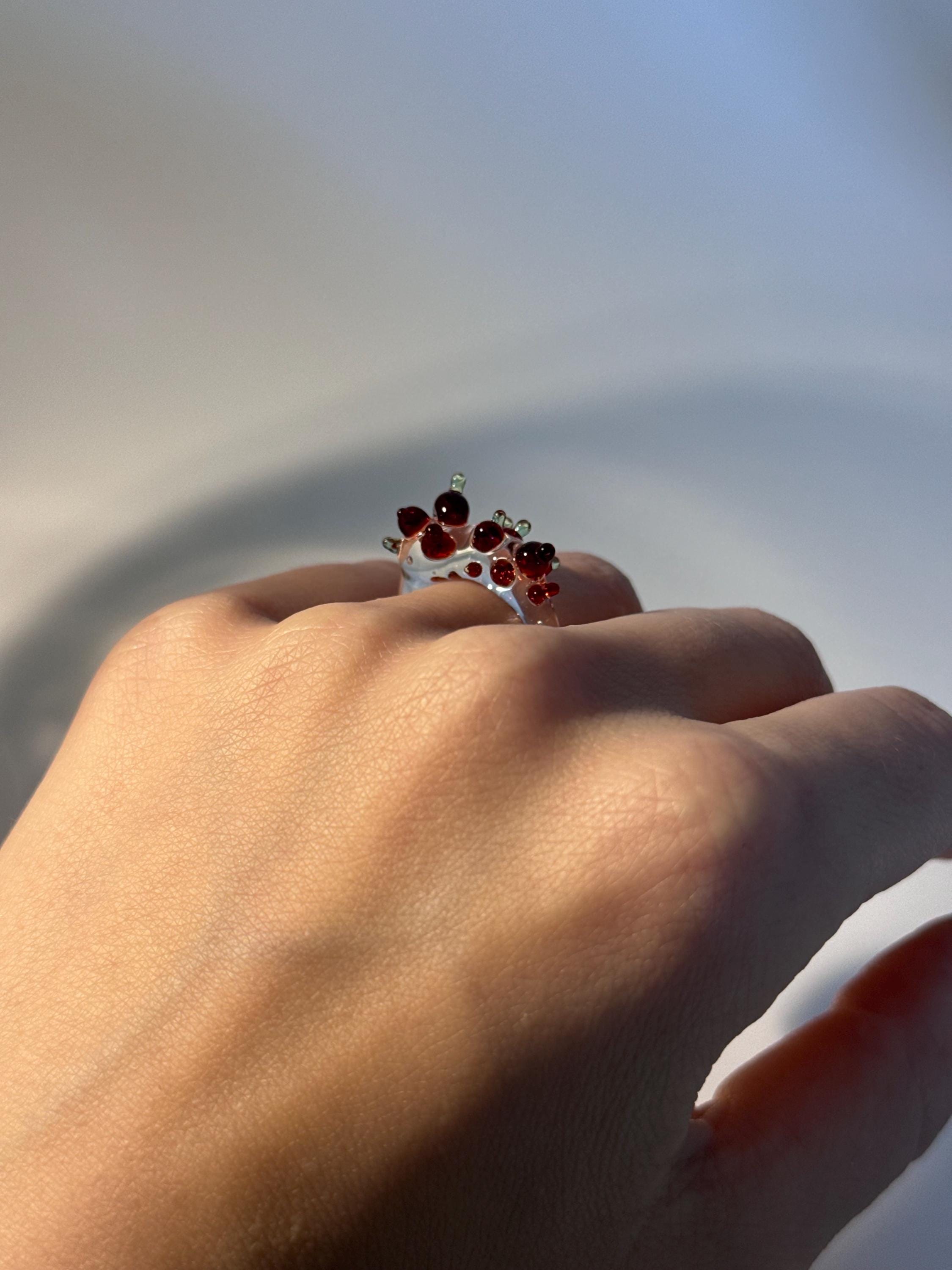 Red Berry Glass Ring