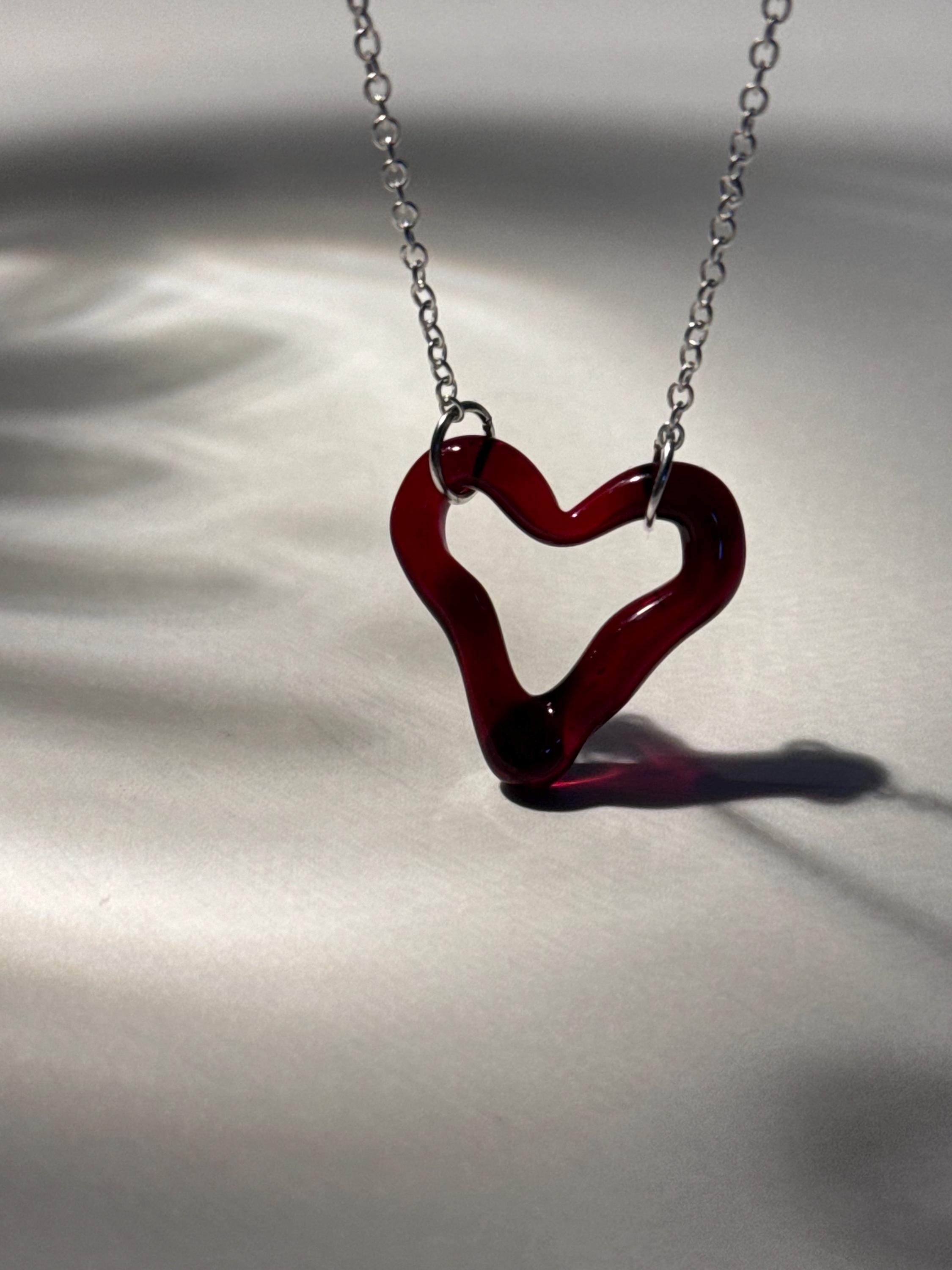 Red Heart Borosilicate Glass Choker