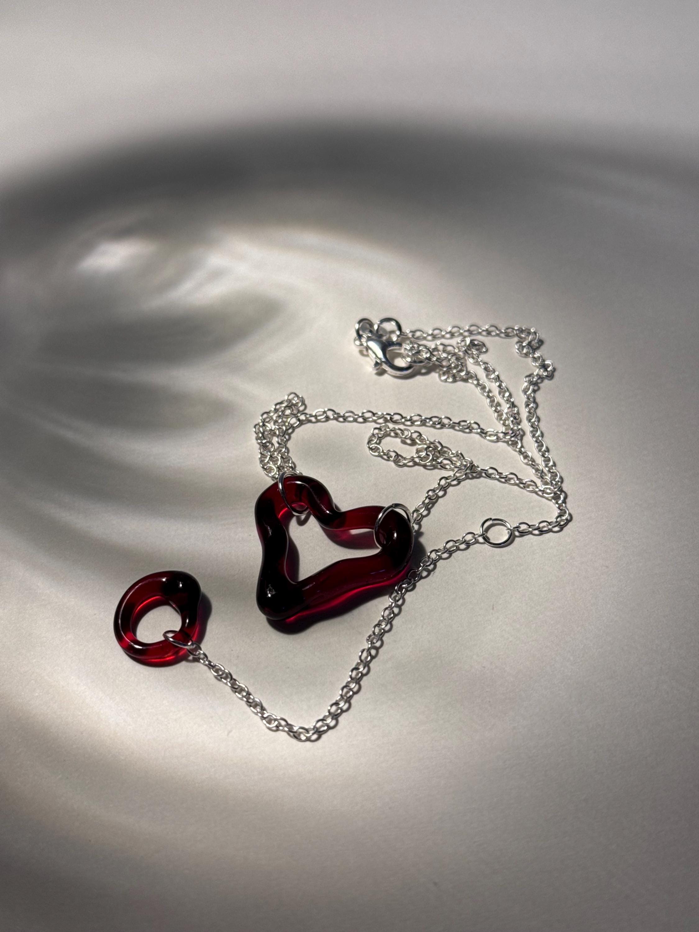 Red Heart Borosilicate Glass Choker