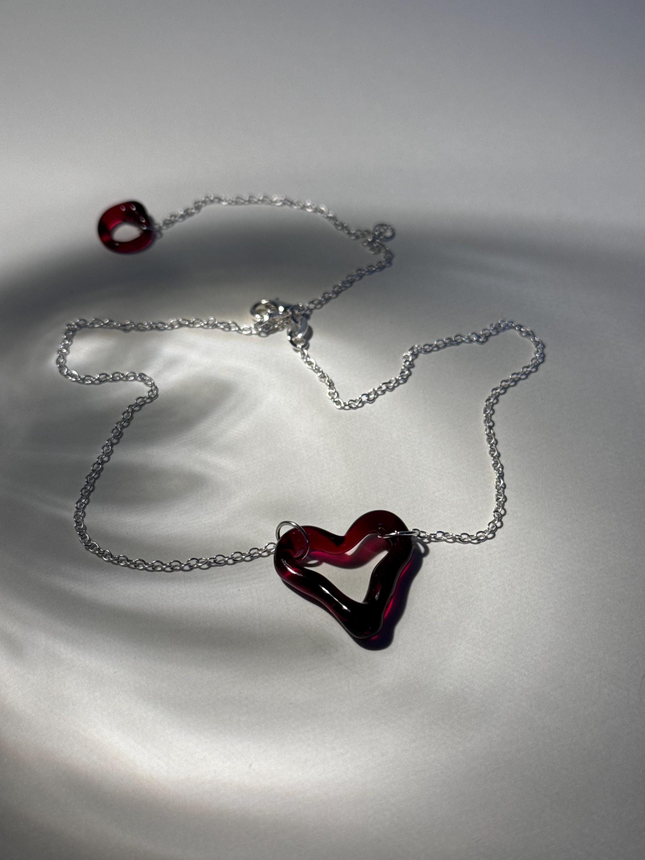 Red Heart Borosilicate Glass Choker