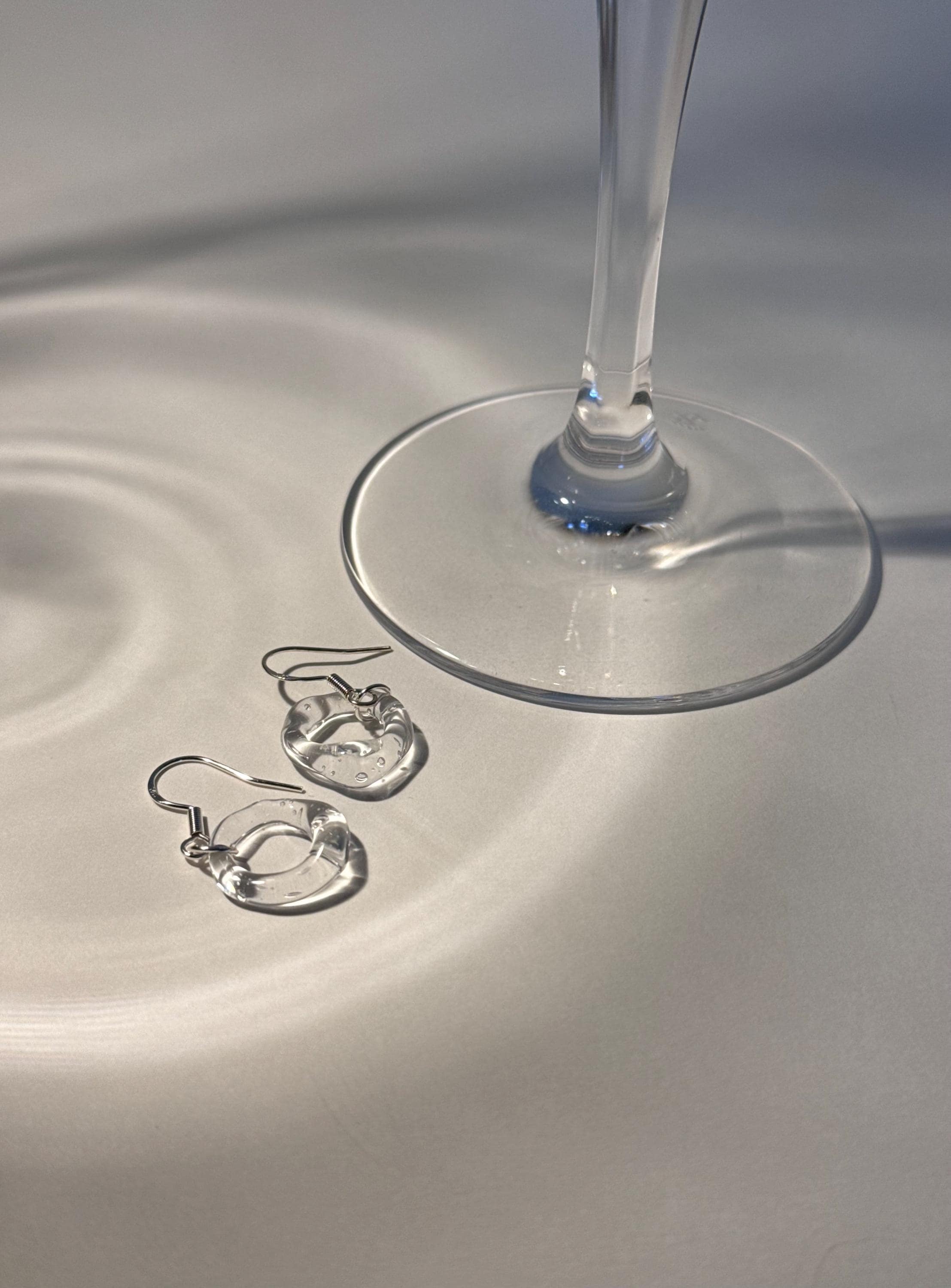 Handcrafted Clear Circle Borosilicate Glass Earrings