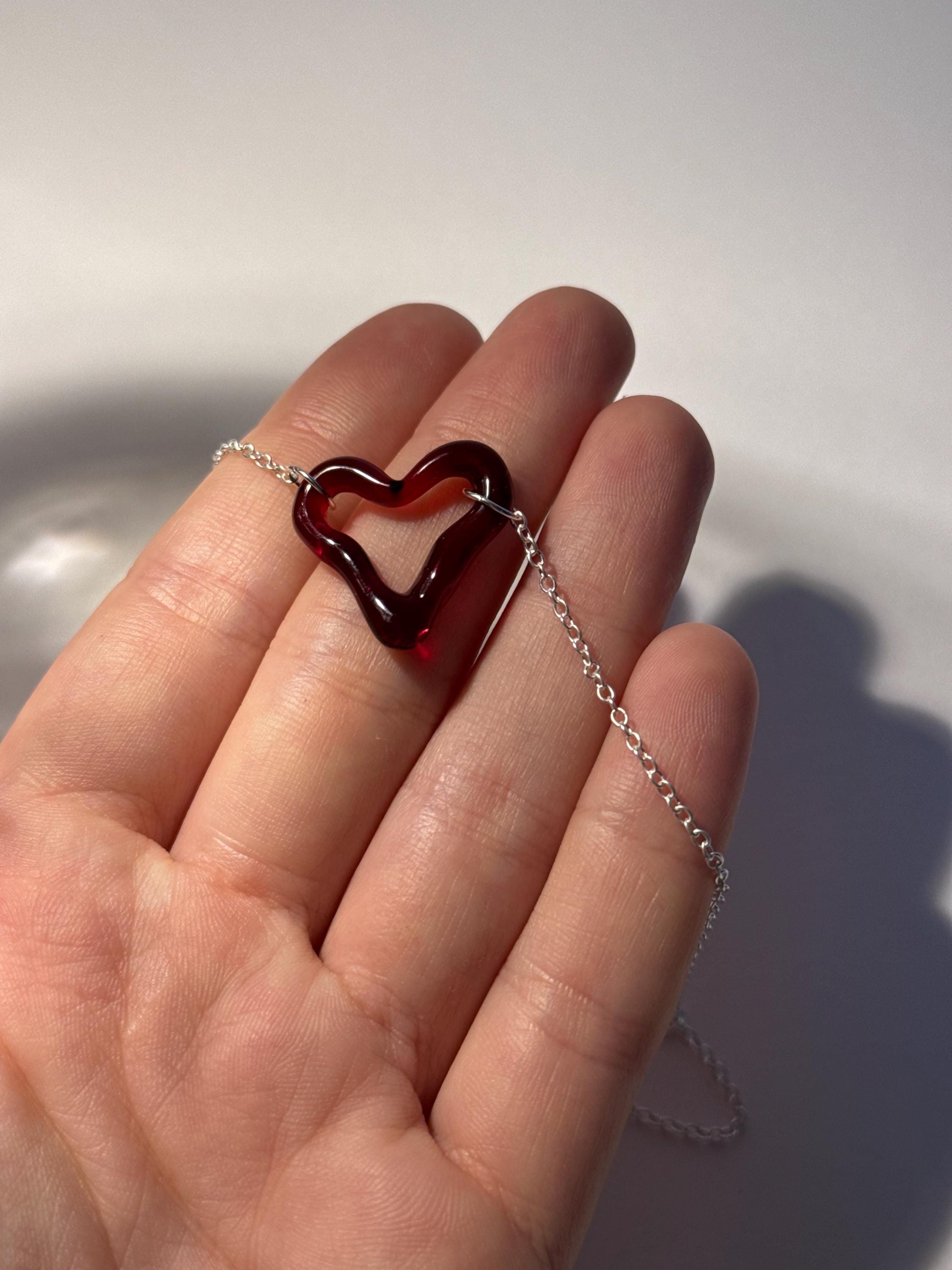 Red Heart Borosilicate Glass Choker