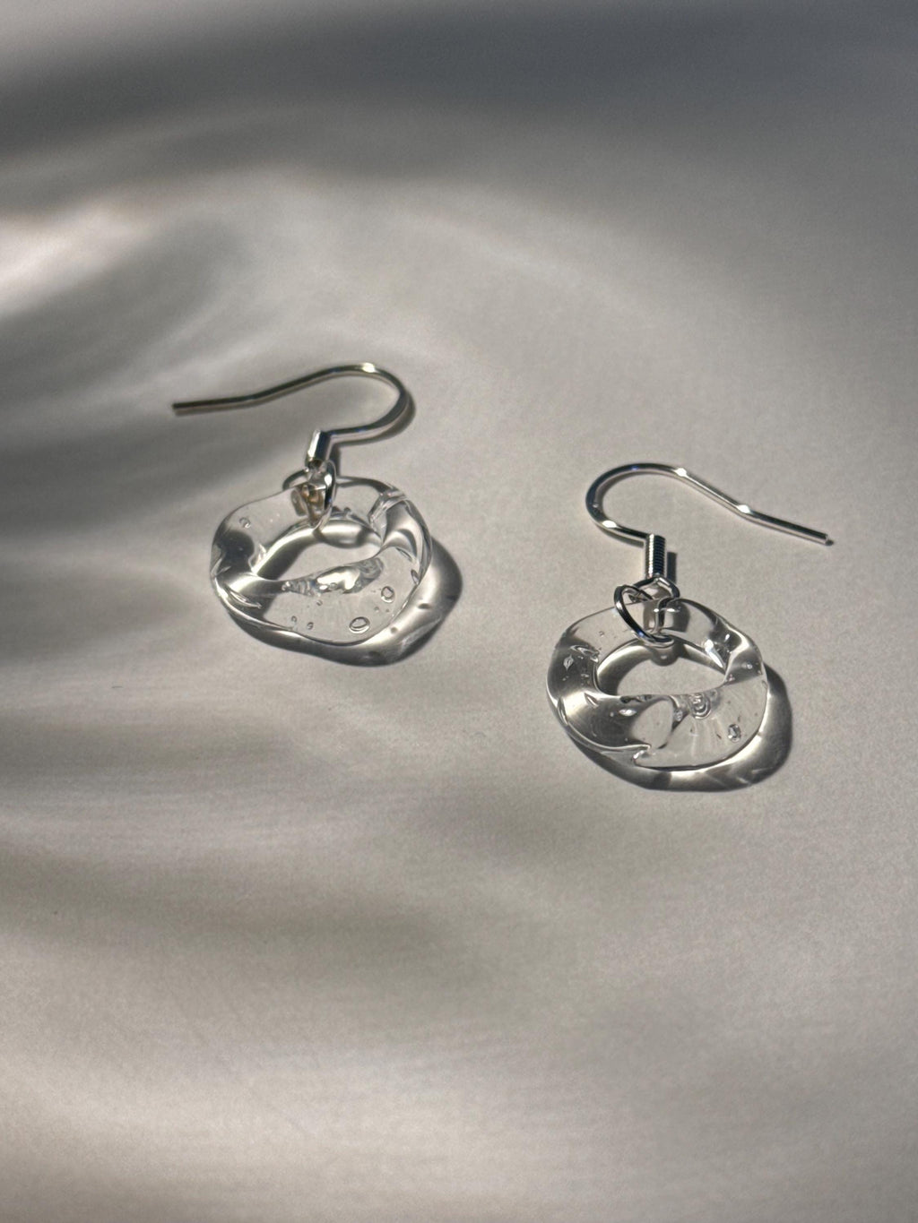 Handcrafted Clear Circle Borosilicate Glass Earrings