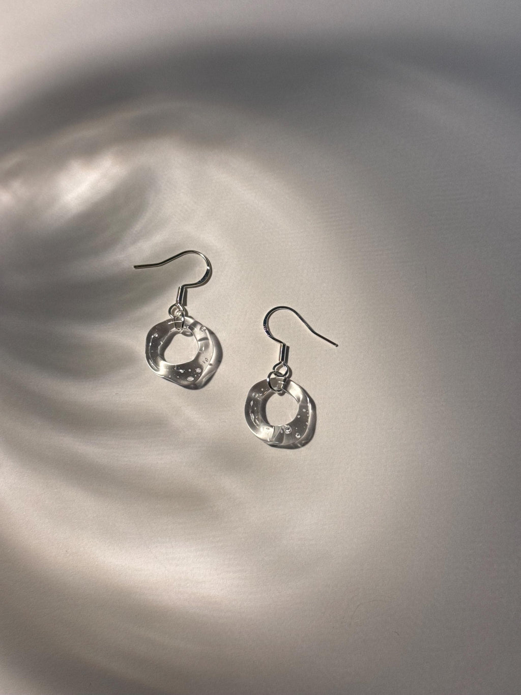 Handcrafted Clear Circle Borosilicate Glass Earrings