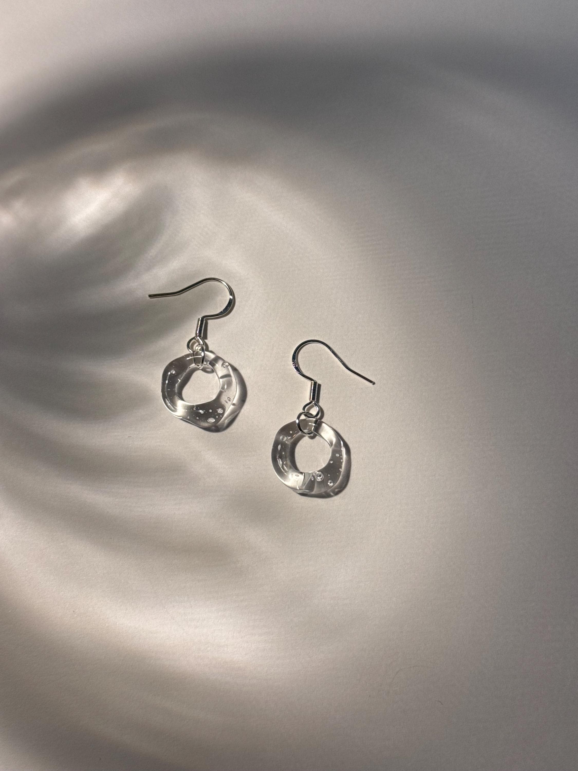 Handcrafted Clear Circle Borosilicate Glass Earrings