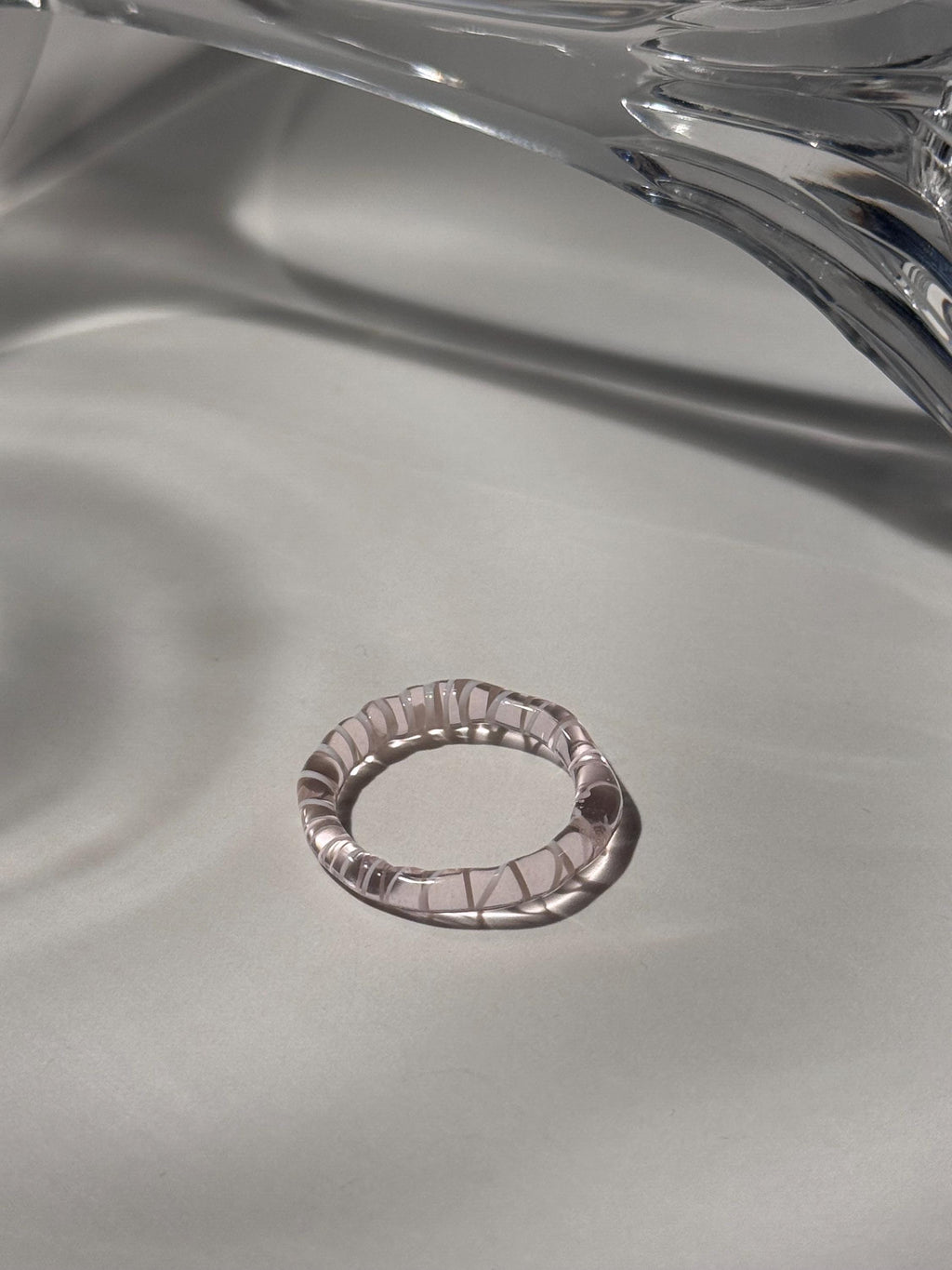 Rose & White Swirl Glass Ring
