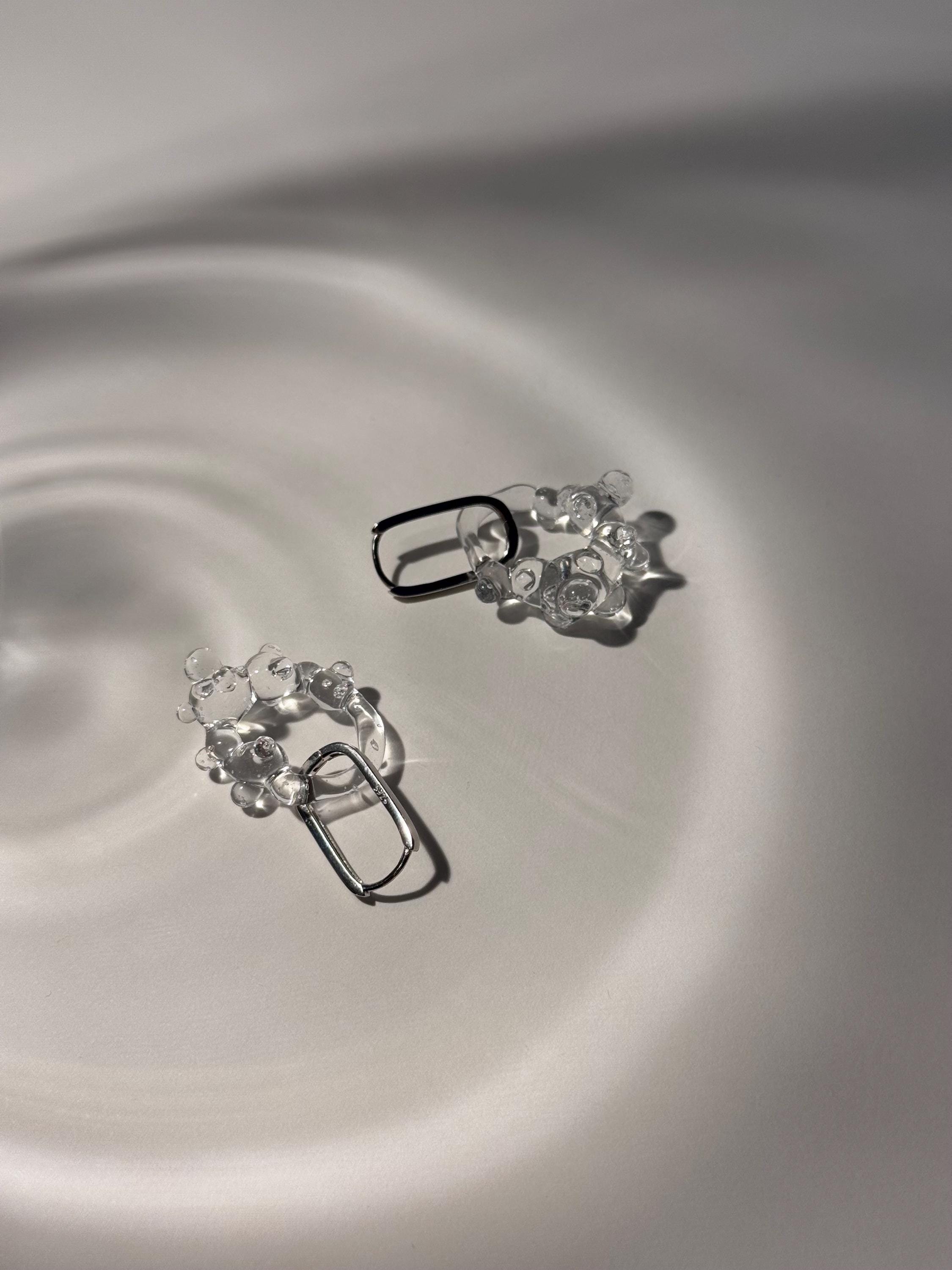 Handcrafted Bubbly Hoop Glass Earrings