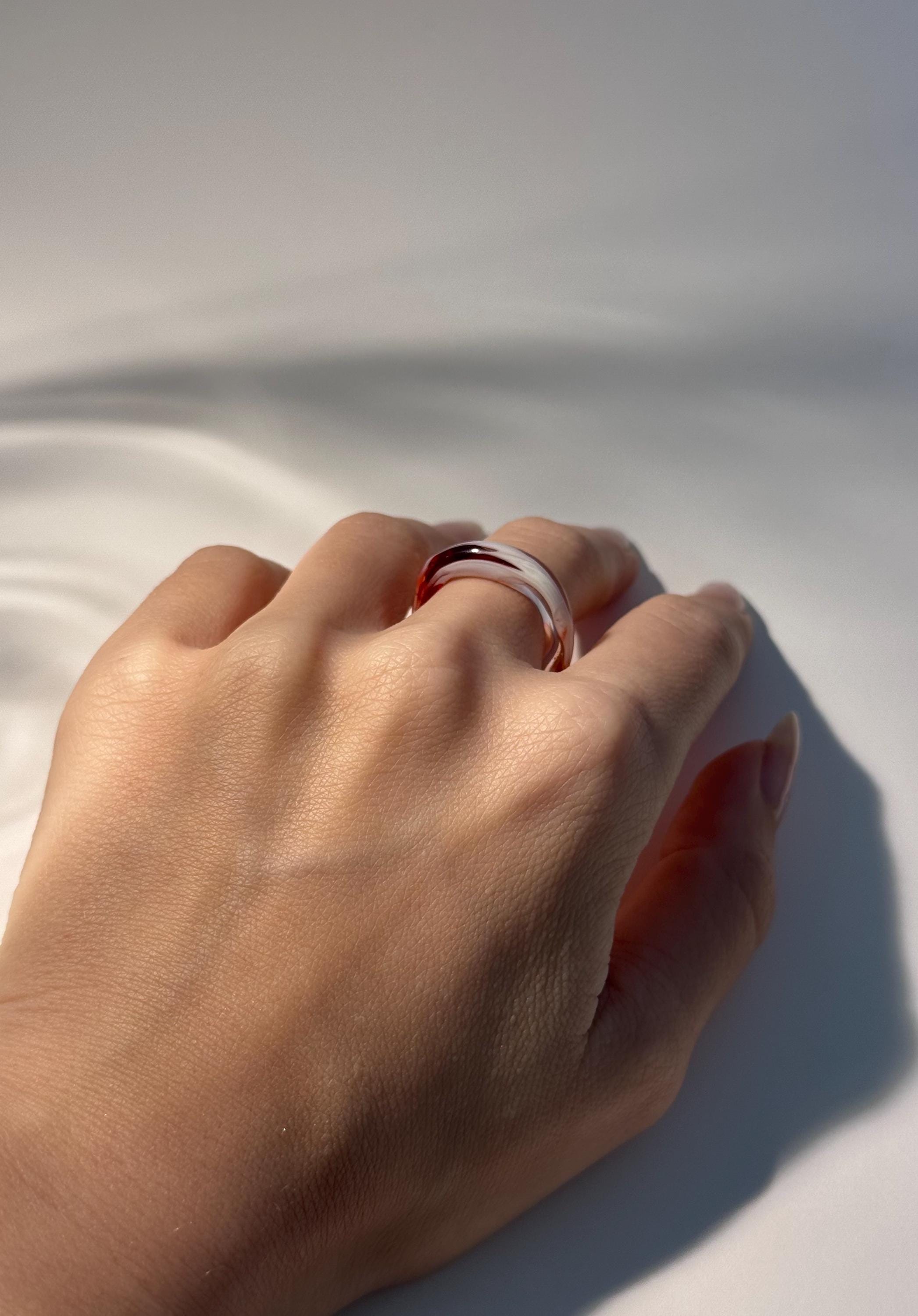 Strawberry Cream Glass Ring