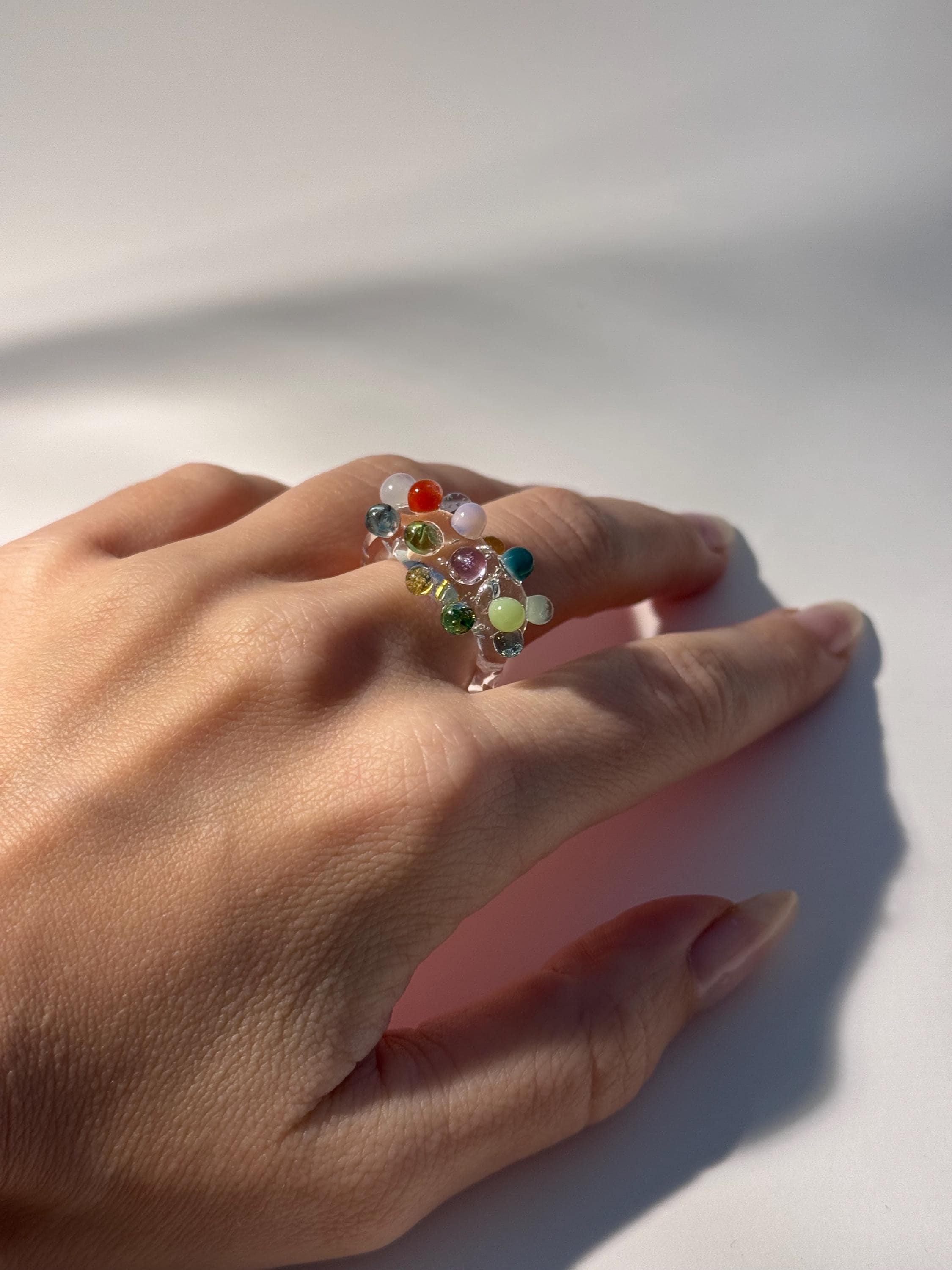 Colourful and Bubbly Handmade Glass Ring