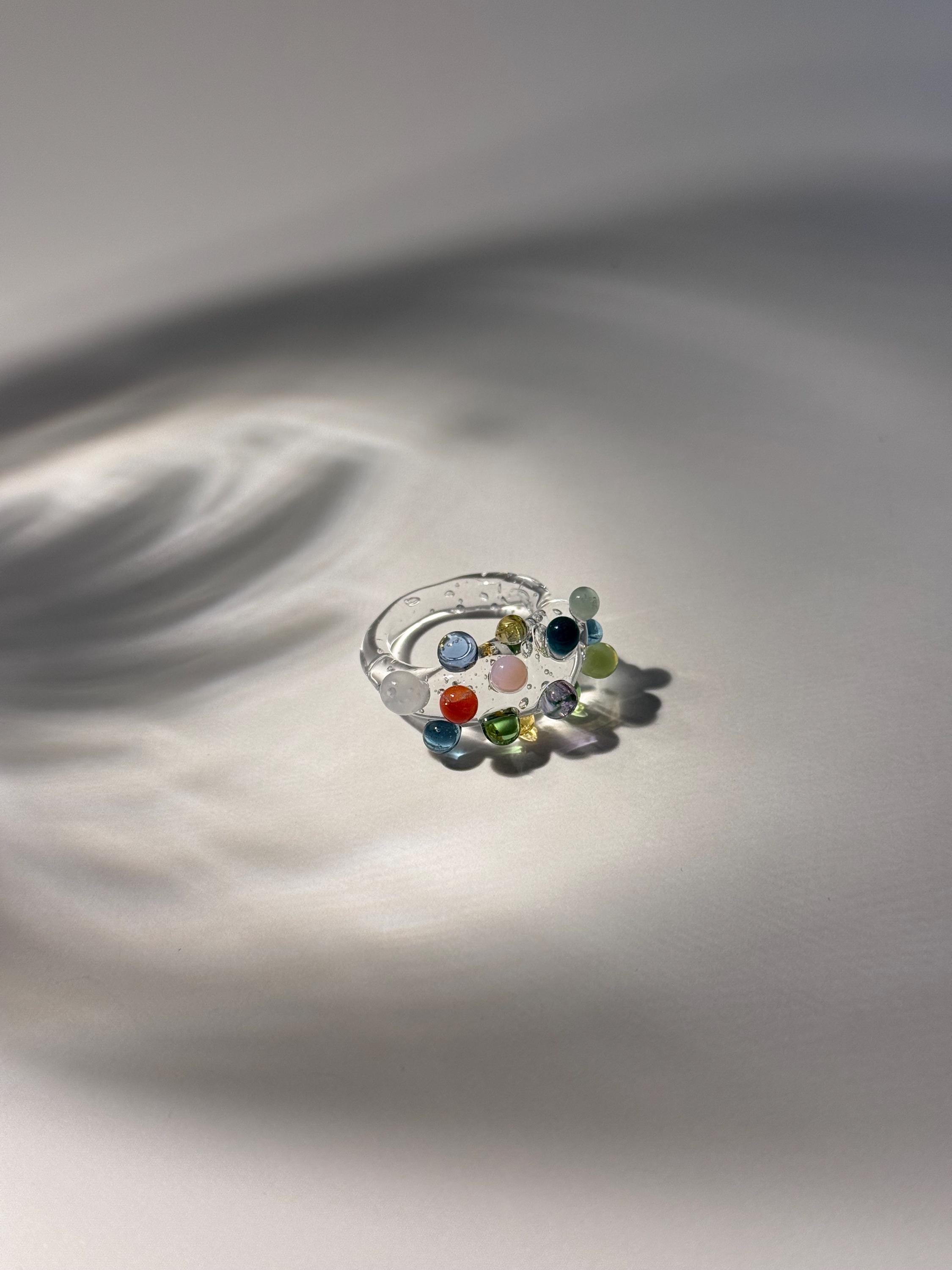 Colourful and Bubbly Handmade Glass Ring