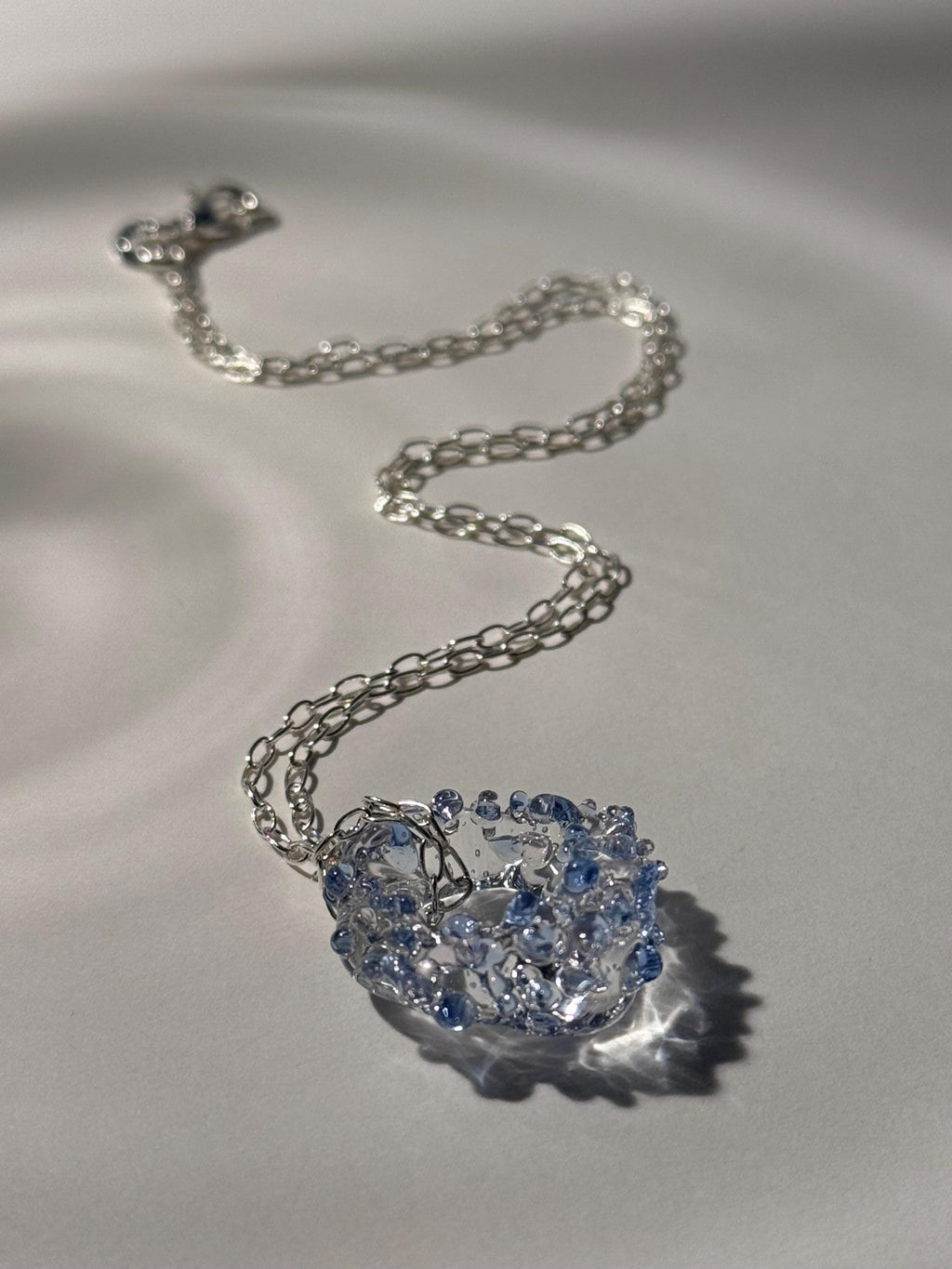 Prickly Blue and Pink Glass Charm Necklace