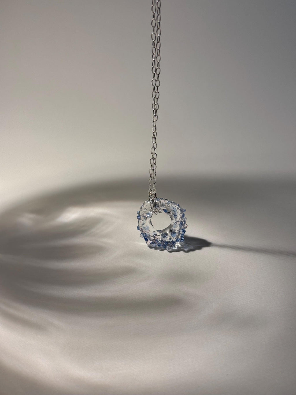 Prickly Blue and Pink Glass Charm Necklace