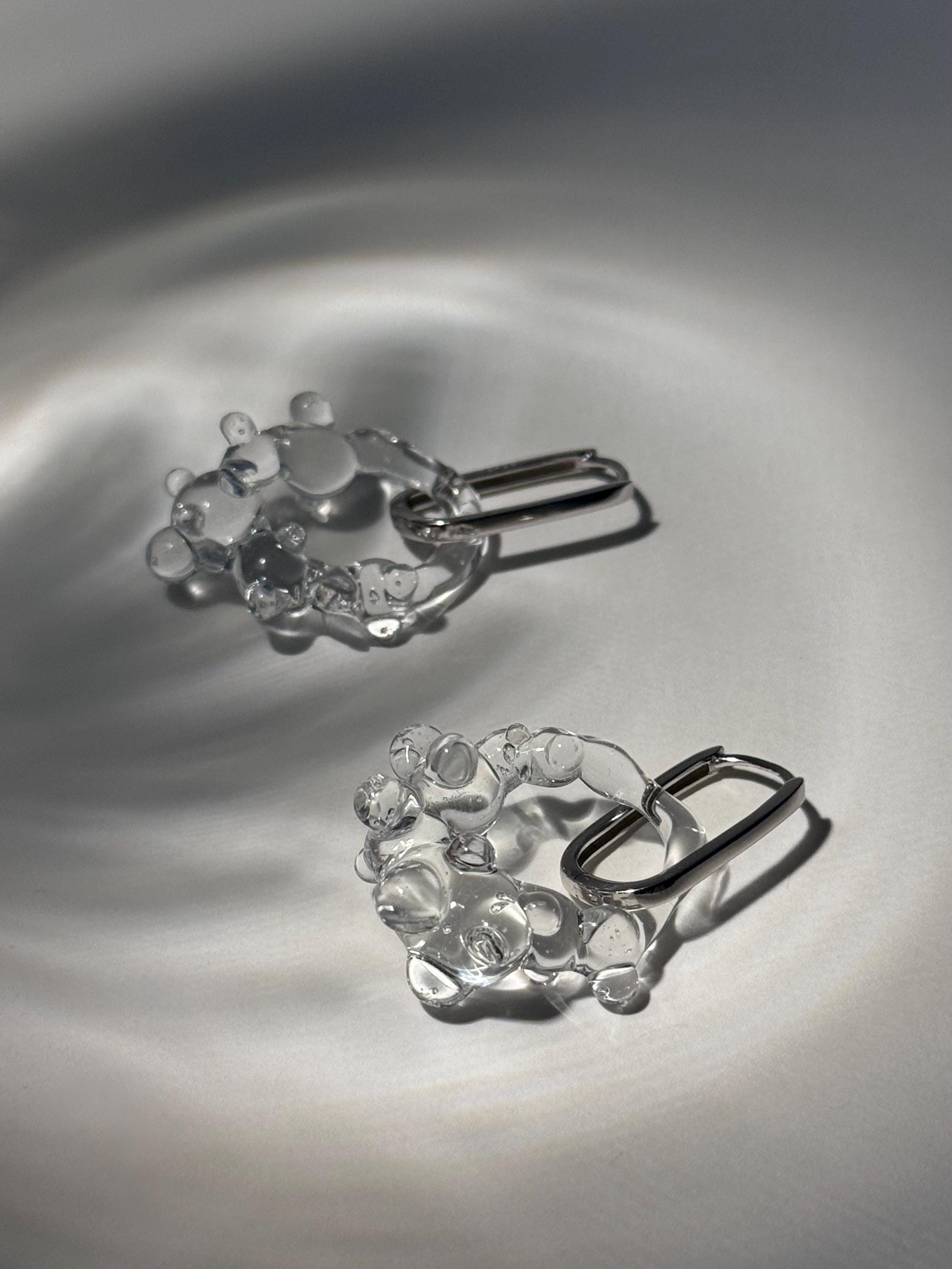 Handcrafted Bubbly Hoop Glass Earrings