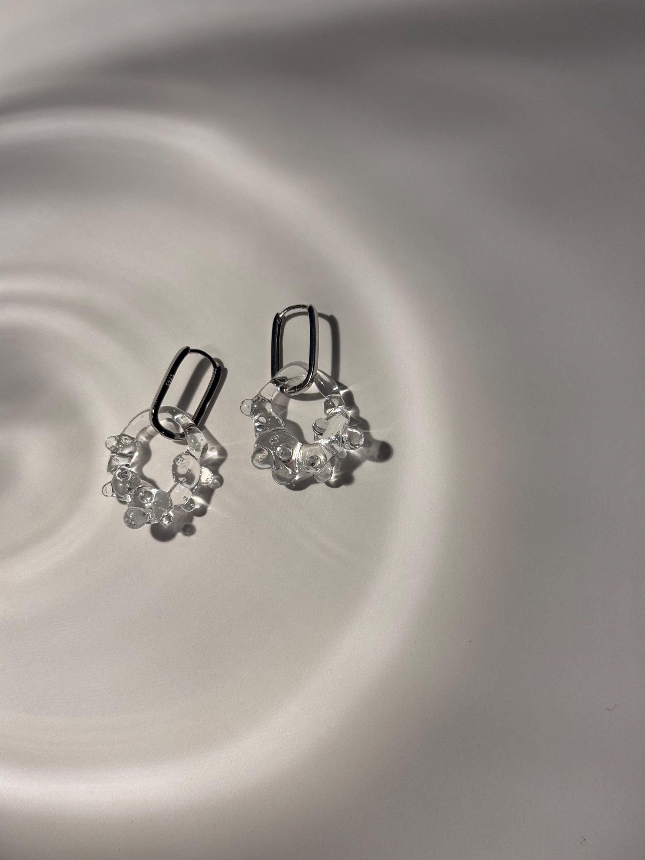 Handcrafted Bubbly Hoop Glass Earrings