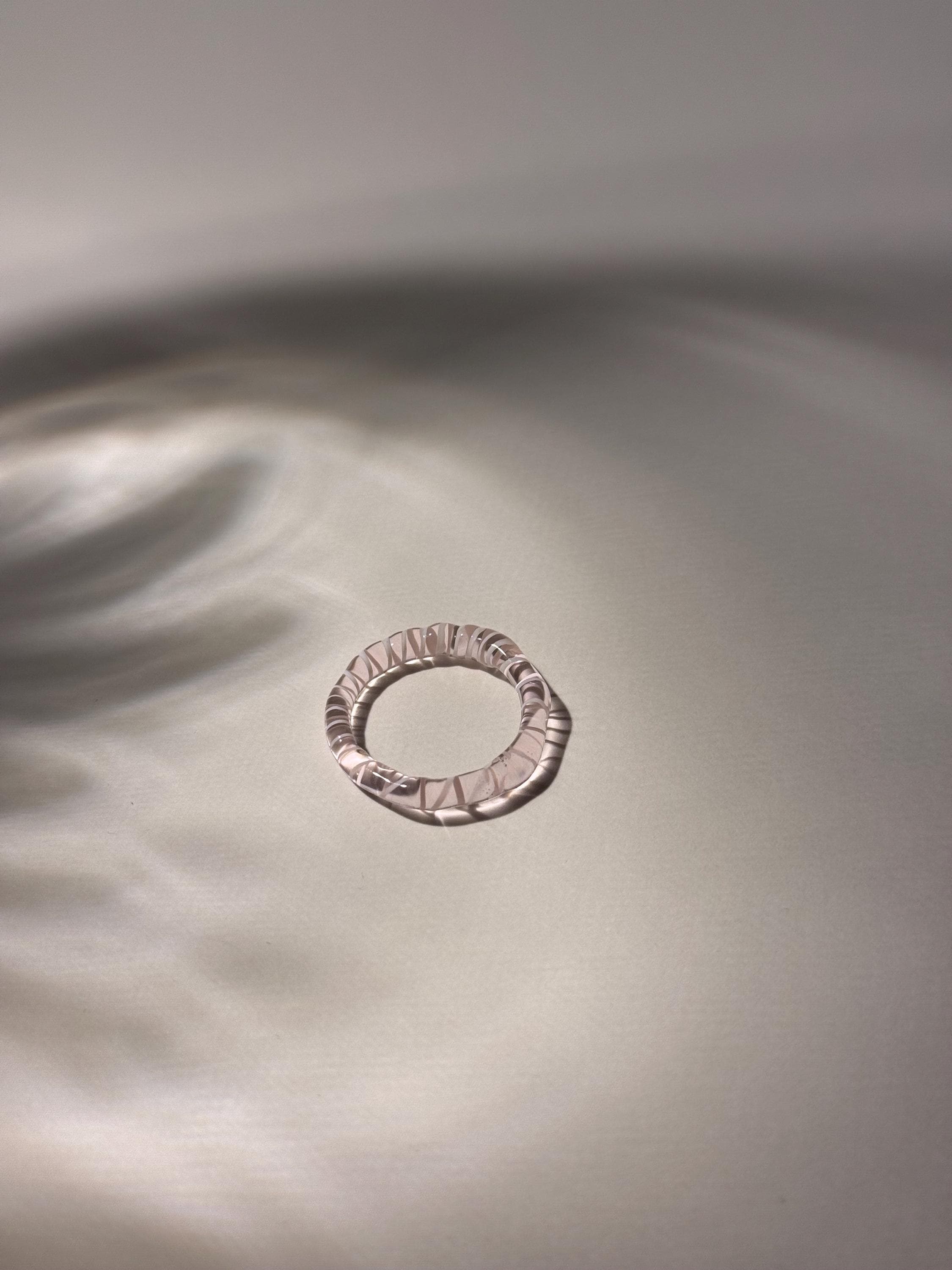 Rose & White Swirl Glass Ring