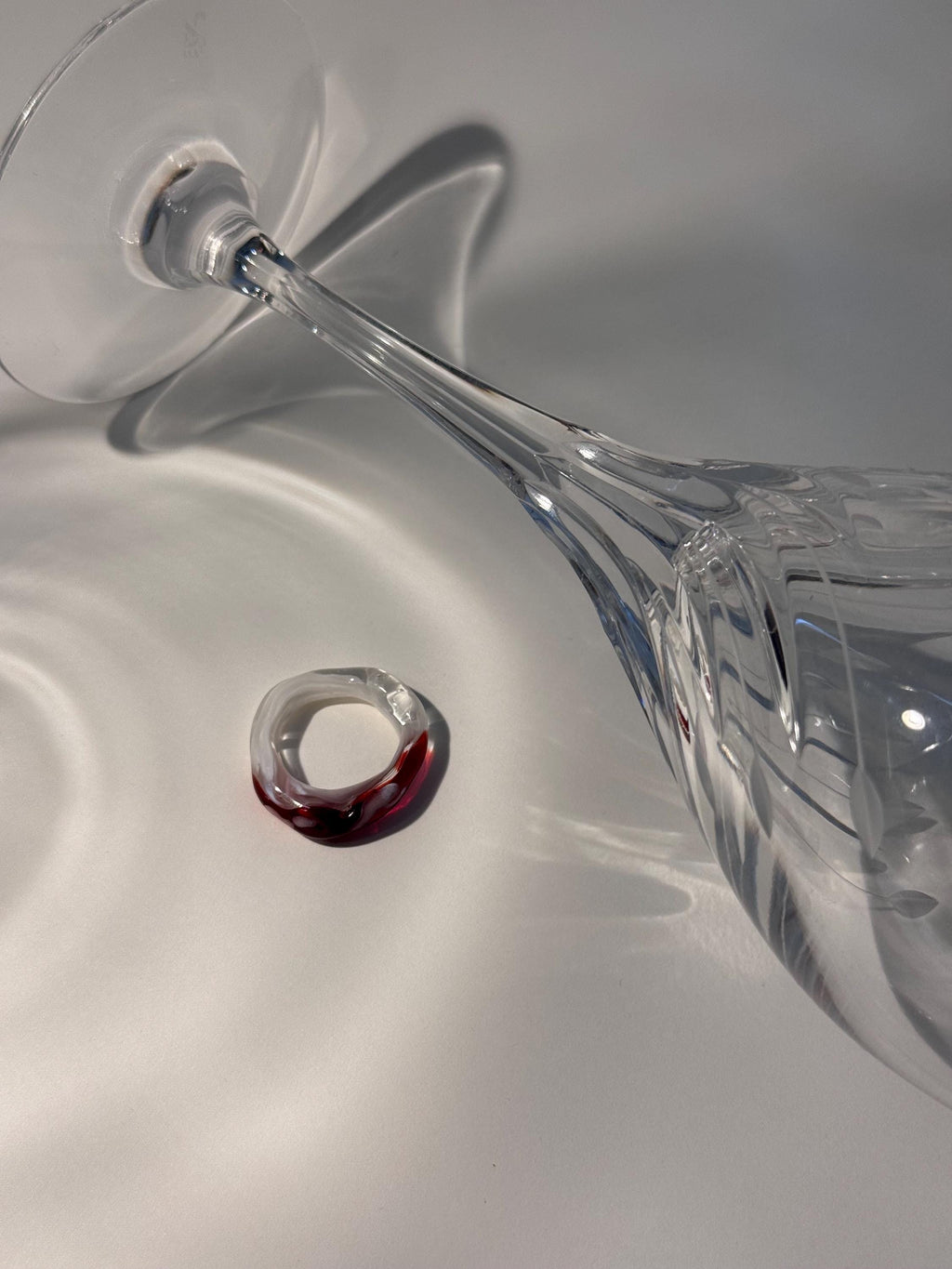 Red and White swirl Glass Ring