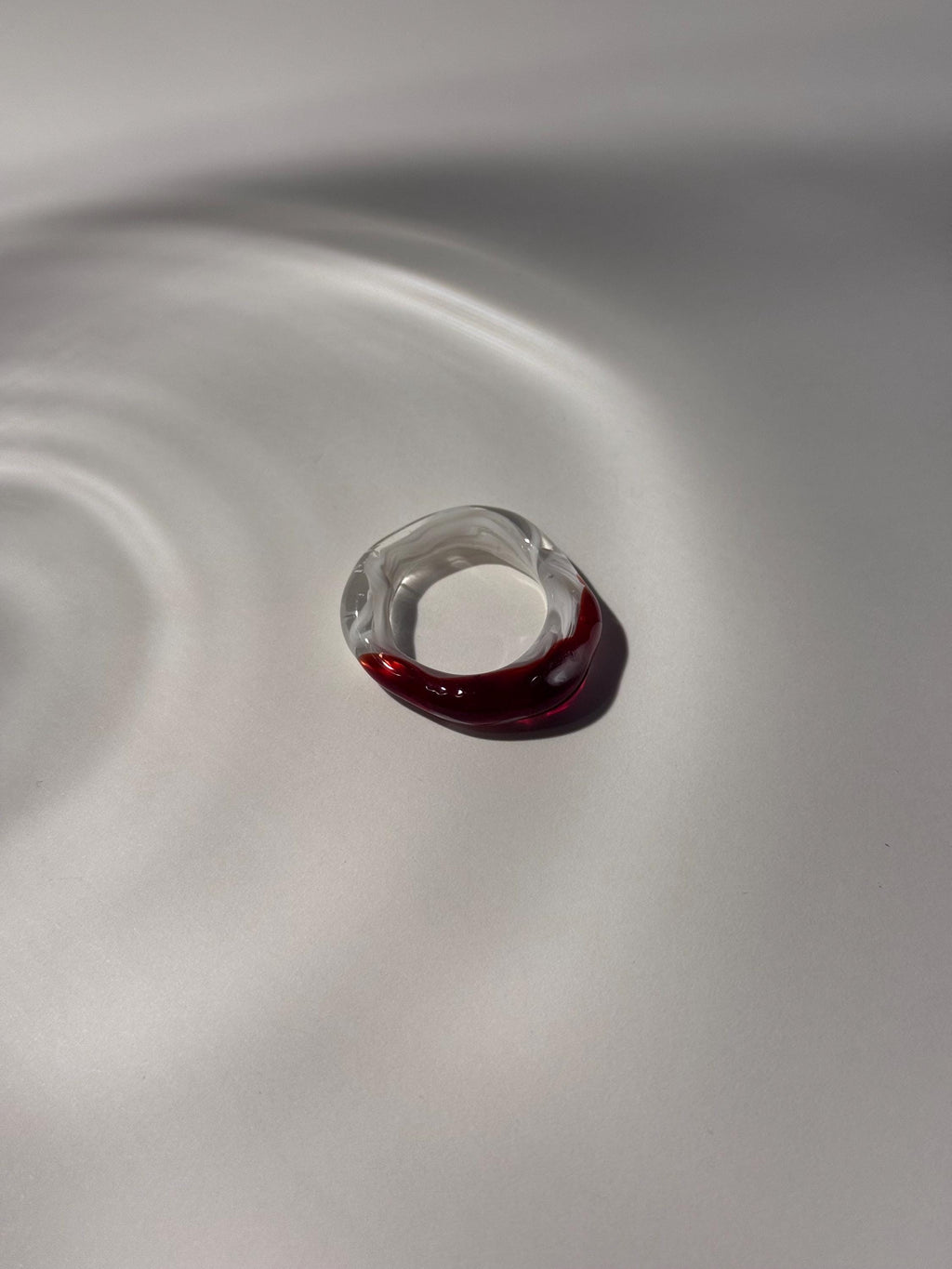Red and White swirl Glass Ring