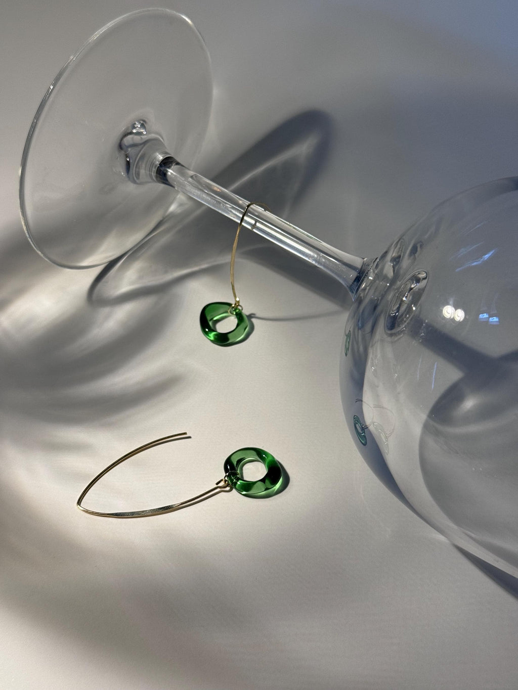 Tiny Green and Gold circle earrings