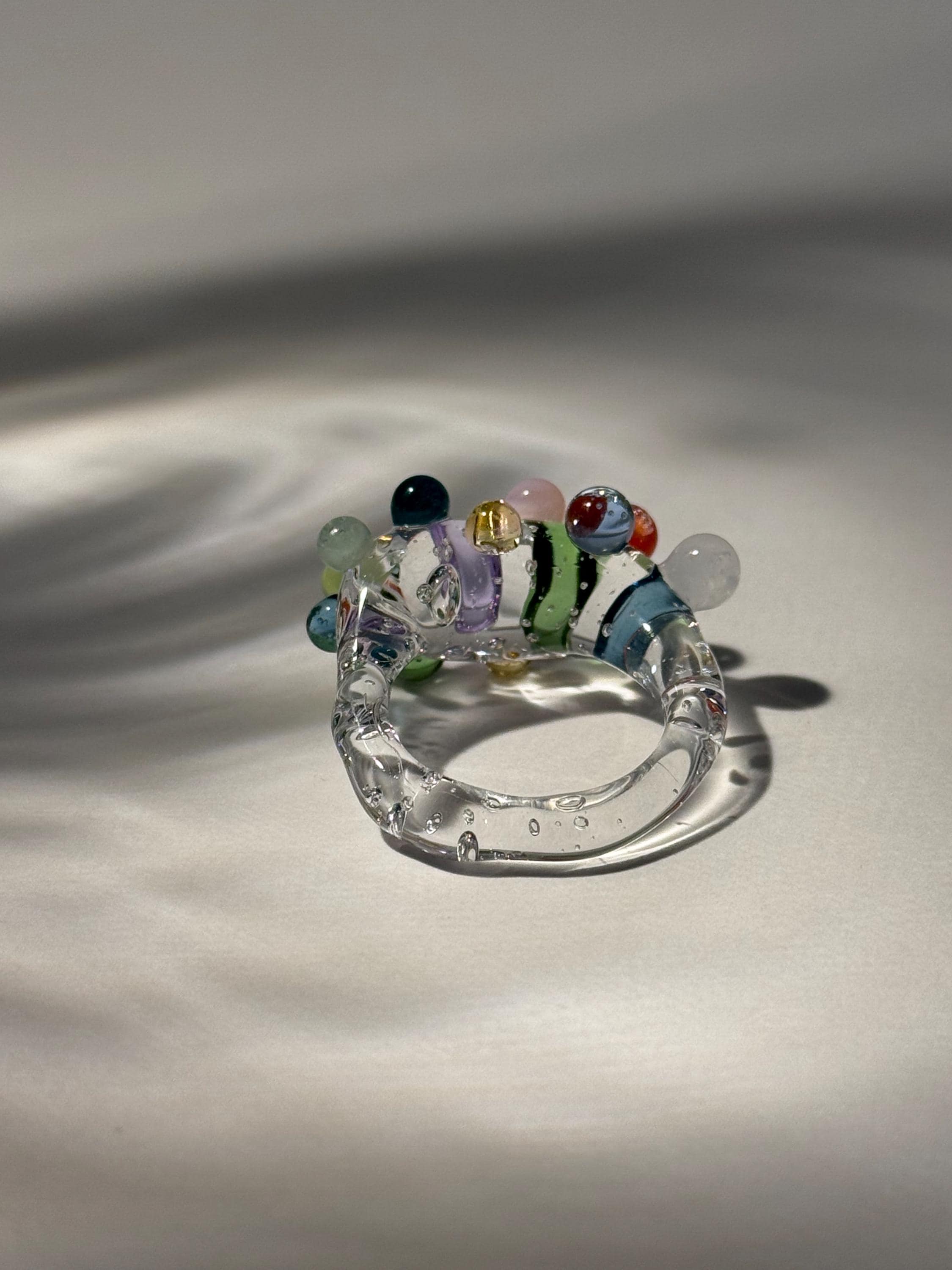 Colourful and Bubbly Handmade Glass Ring