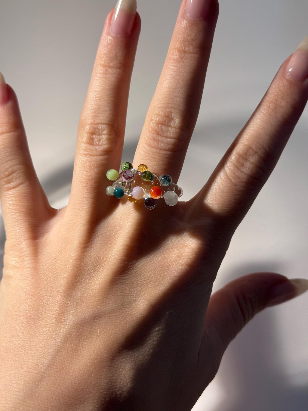 Colourful and Bubbly Handmade Glass Ring