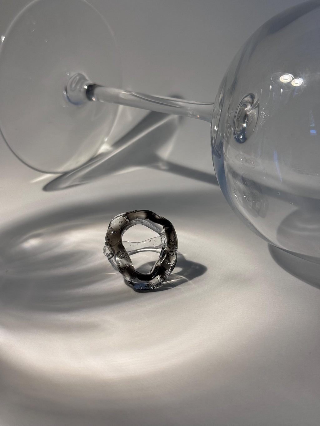 Clear and Black big circle Glass Ring