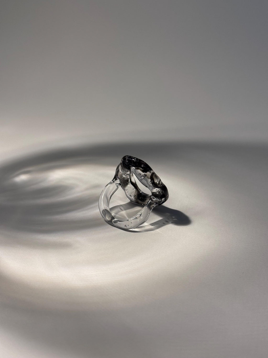 Clear and Black big circle Glass Ring