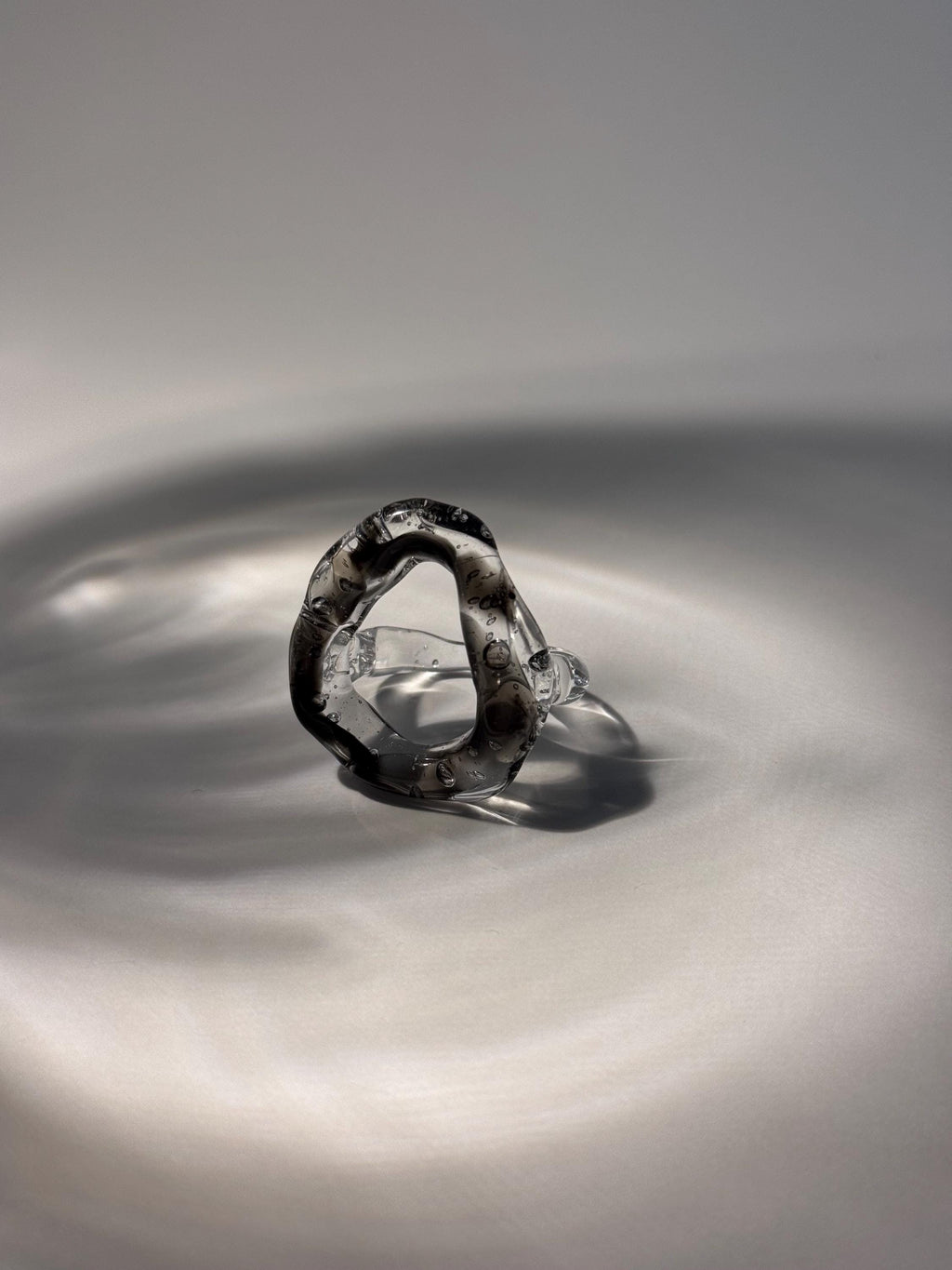 Clear and Black big circle Glass Ring
