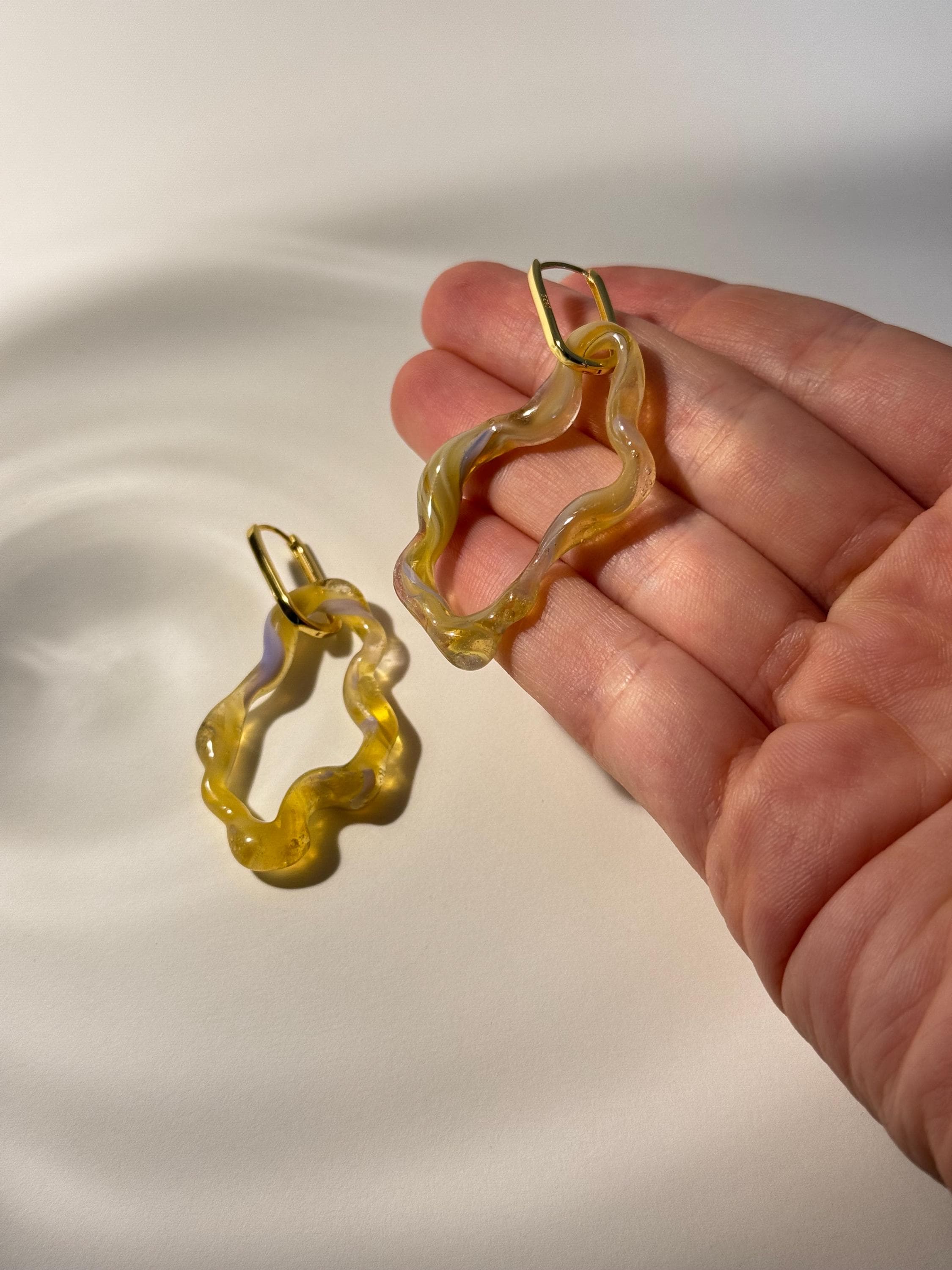 Lavender swirl honey hoop Earrings