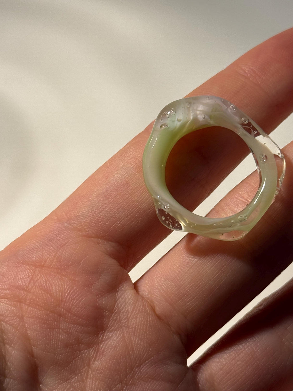 Mint Green and rose strawberry Matcha Swirl Glass Ring