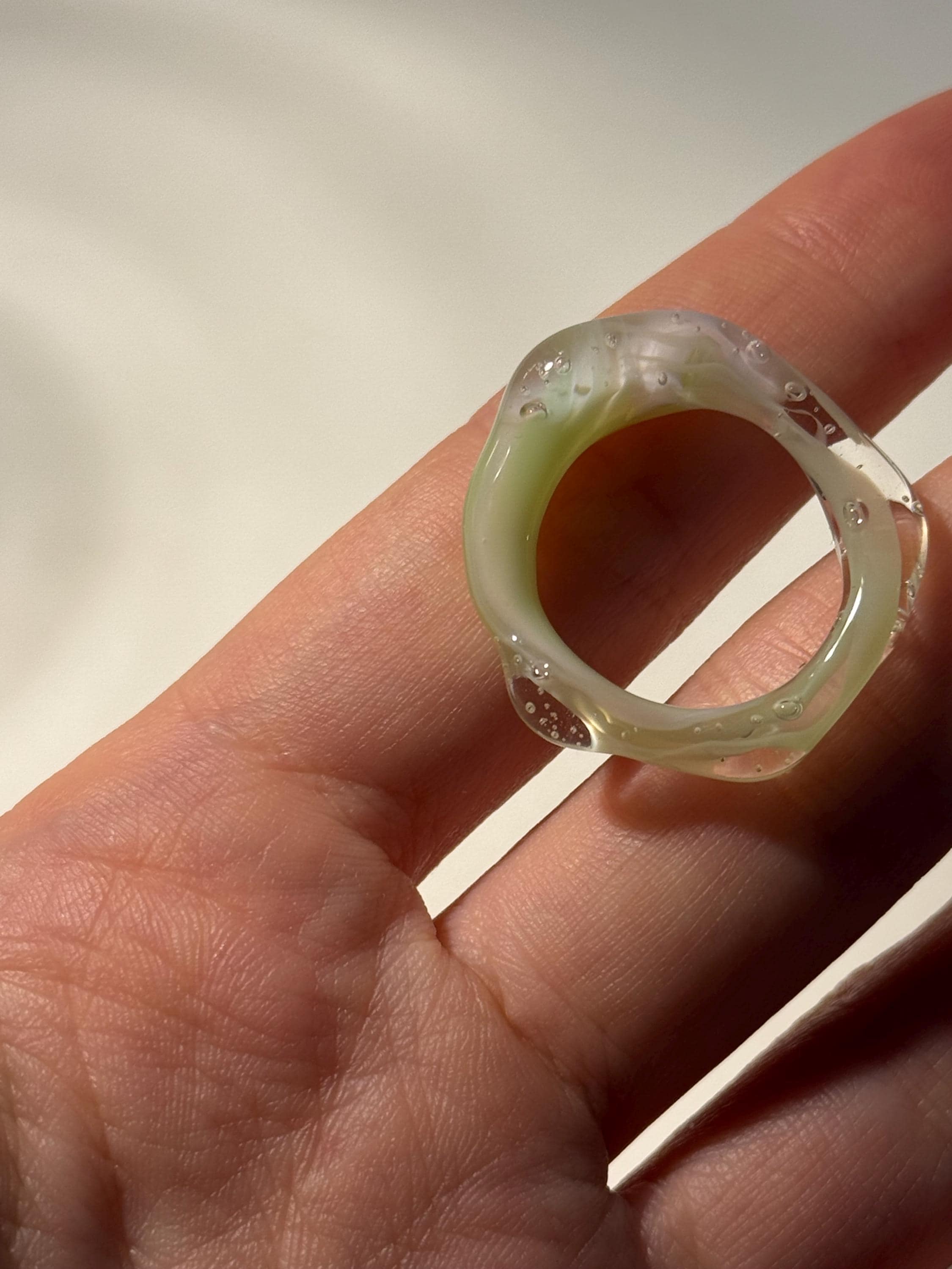 Mint Green and rose strawberry Matcha Swirl Glass Ring
