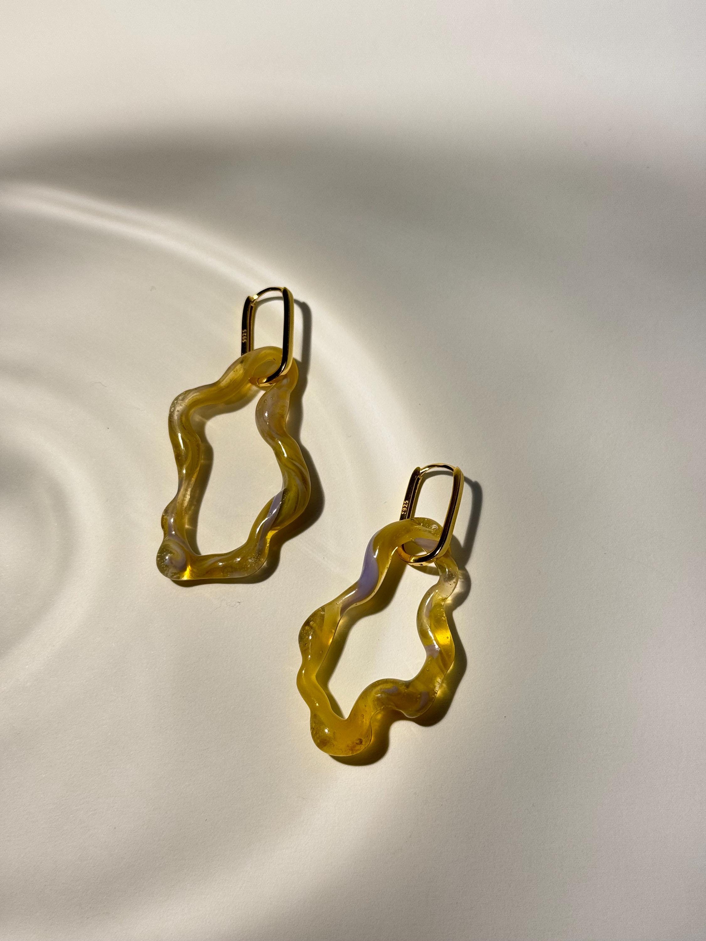 Lavender swirl honey hoop Earrings