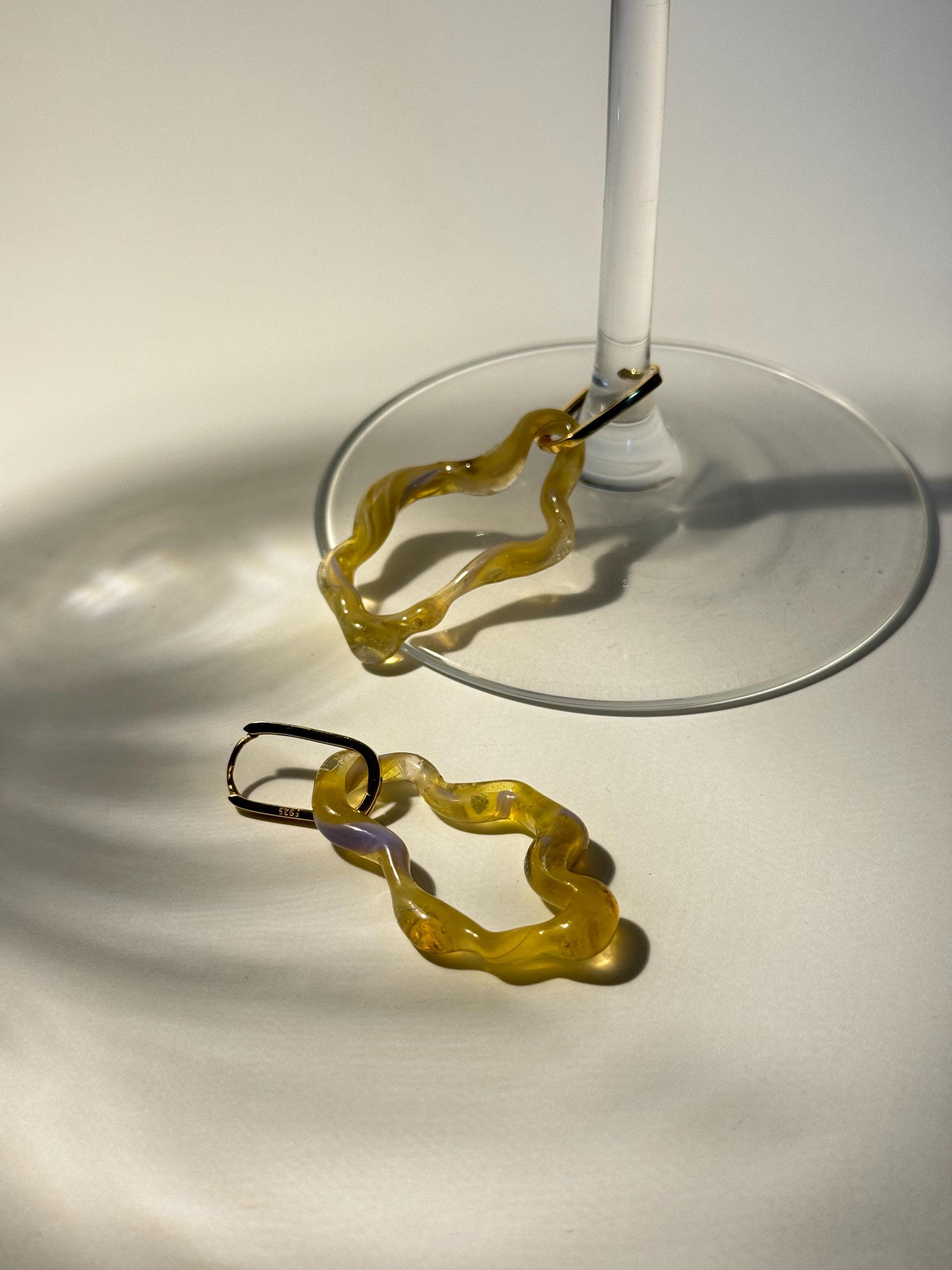 Lavender swirl honey hoop Earrings