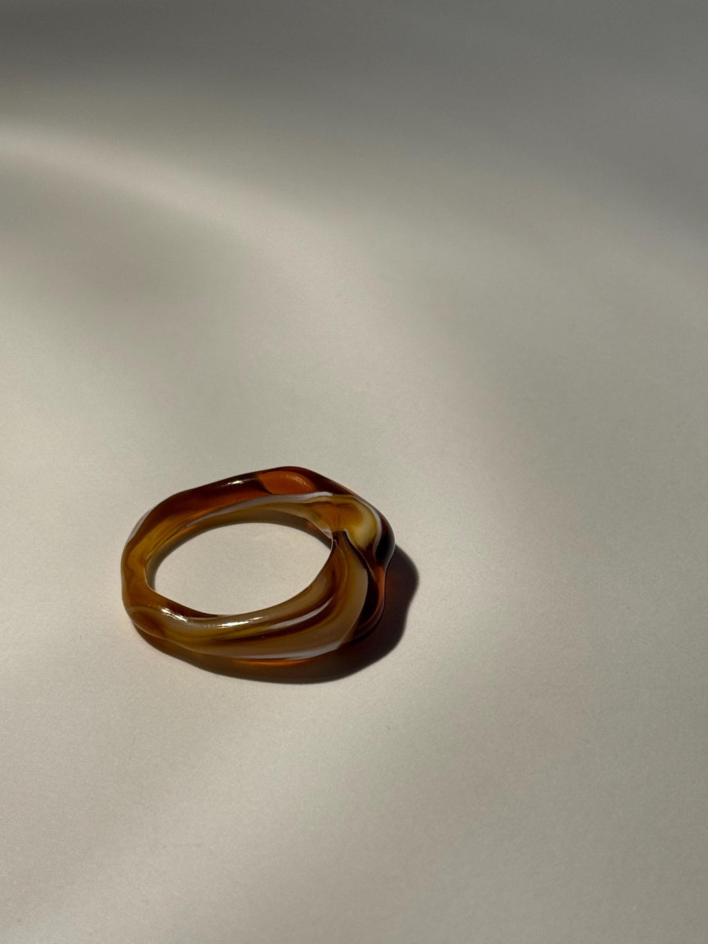 Cappuccino swirl inspired brown and beige Glass Ring