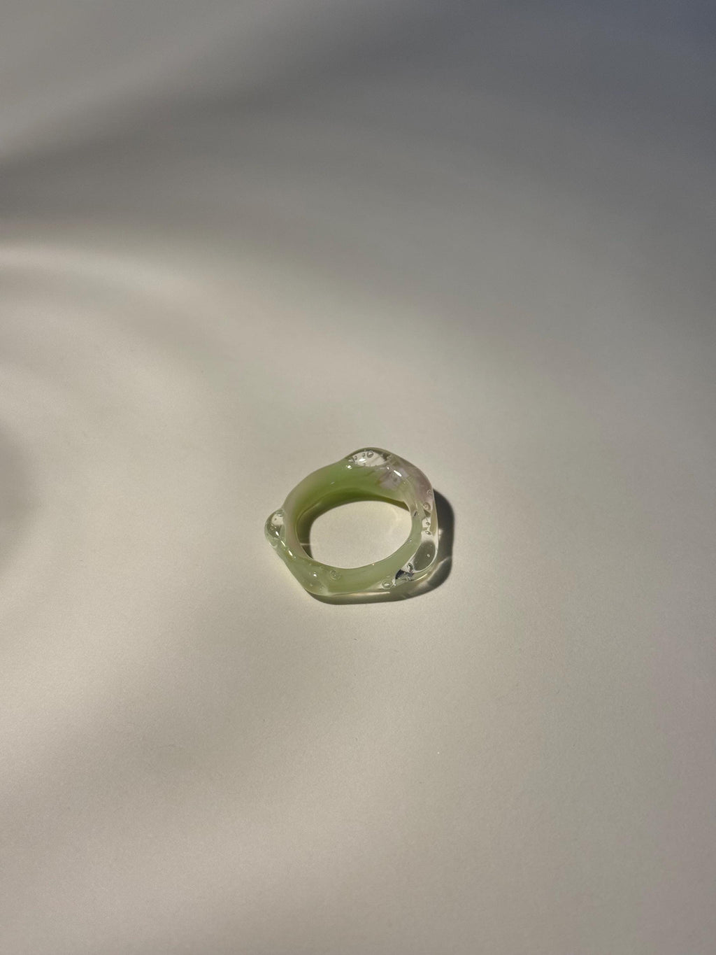 Mint Green and rose strawberry Matcha Swirl Glass Ring